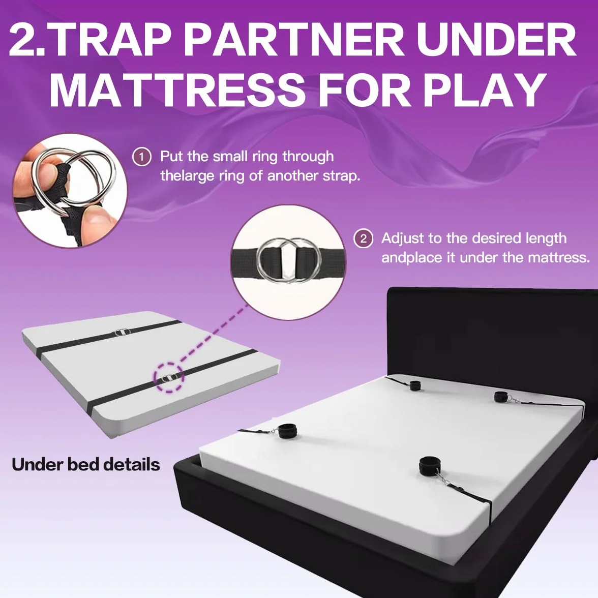 BDSM Bondage Kit per Coppie, Set Restraints con Manette, Bendaggio Occhi, Frustino, Cinghie Letto