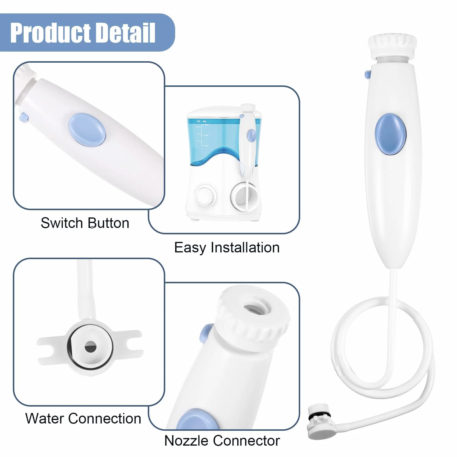 Waterpik WP-100, WP-450, WP-660, WP900 Maniglia di Plastica per Irrigatore Orale - Bocchini di Ricambio e Accessori per Igiene Orale