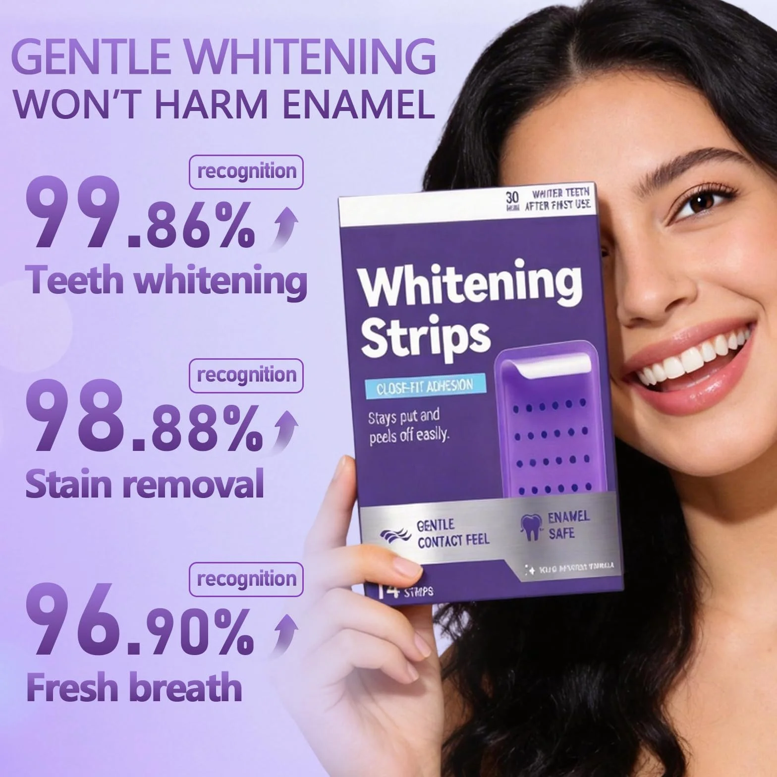 14 Paia Strisce Sbiancanti Denti Viola, Kit Sbiancamento Denti A Casa Senza, Antiscivolo Whitening Strips, Sbiancante Rapide Bianche Teeth, Facile Uso A Casa O In Viaggio