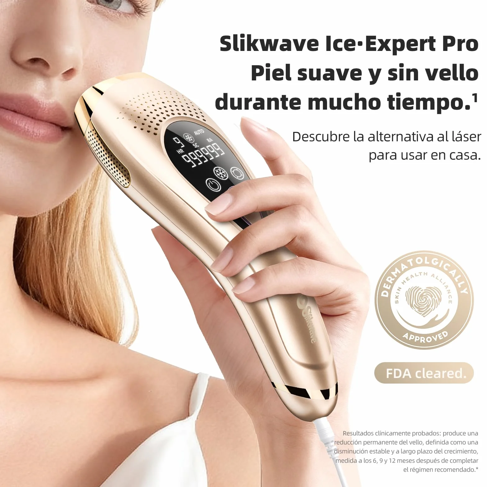 Epilatore Luce Pulsata 9 Livelli Con 6 Accessori, Epilatore Laser Peli Donna/Uomo Con Modalità Manuale E Automatica, Sensore Di Contatto, Funzione Ice Cool per,oro