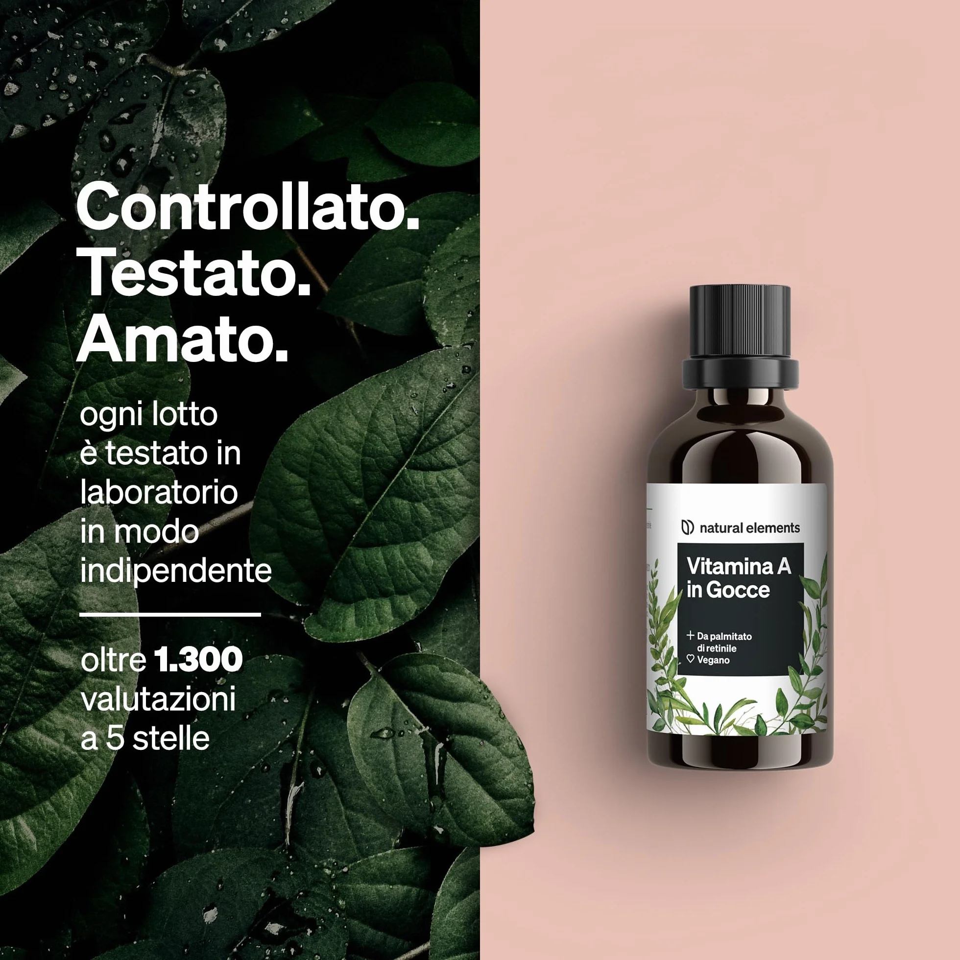 Vitamina A in Gocce – 50 ml (1.700 gocce) – vera vitamina A (palmitato di retinile) – disciolta in olio di cocco MCT – vegana, ad alto dosaggio e elevata biodisponibilità, senza additivi inutili