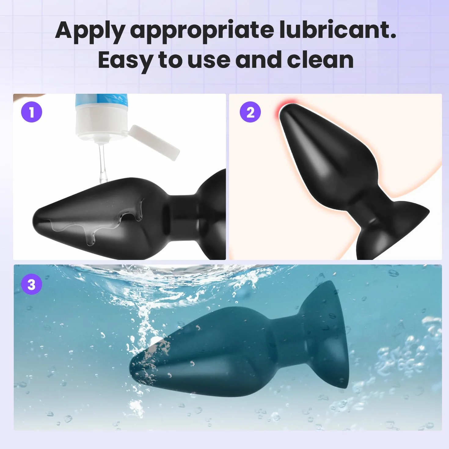 Plug Butt Extra, Plug Anale per Avanzato, Spina Anale Stimolante per Donne e Uomini, con Supporto Adesivo con Lubrificante, uso hands-free (Nero XXL)