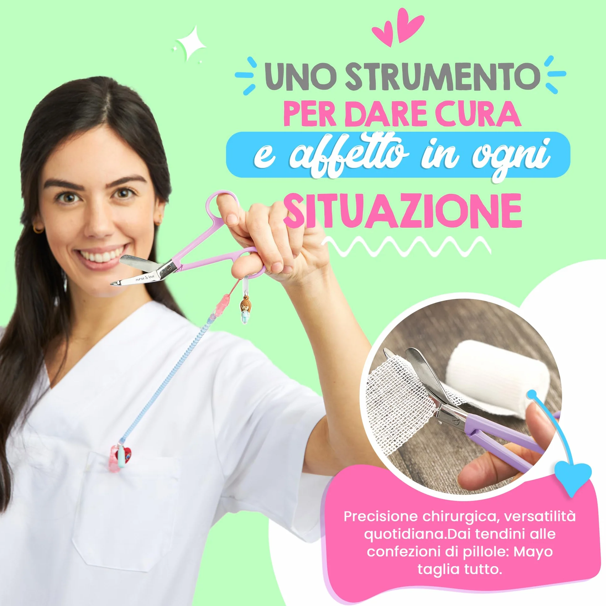 Forbici da infermiere smussate Lila - forbici mediche angolate per bendaggi