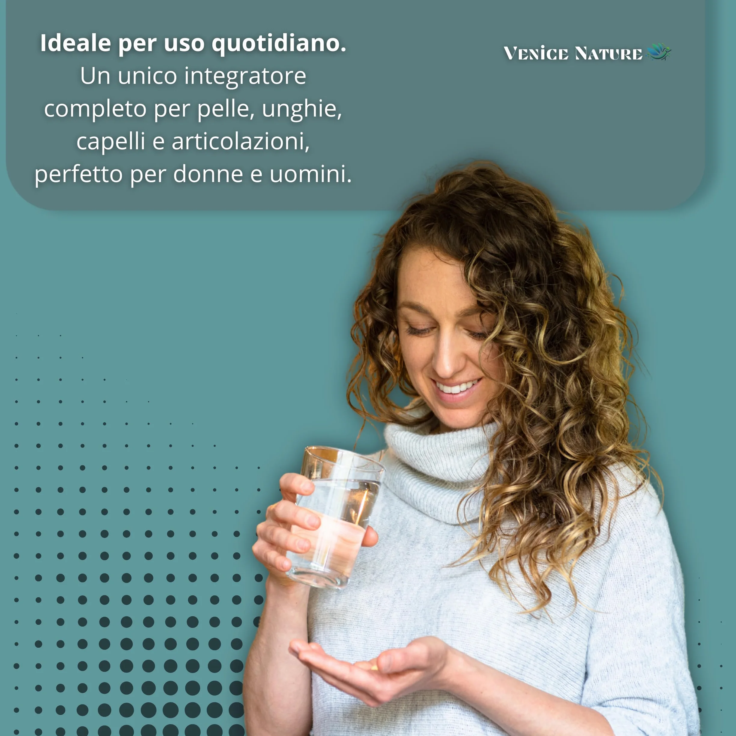 Collagene e Acido Ialuronico Integratore con Coenzima Q10 Vitamina C Magnesio Vitamina A B6 Collagen Venice Nature