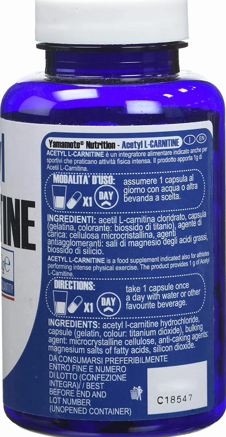 Yamamoto Nutrition Acetyl L-CARNITINE 1000mg integratore alimentare a base di Acetil L-Carnitina 60 capsule (120 compresse (2 confezioni))