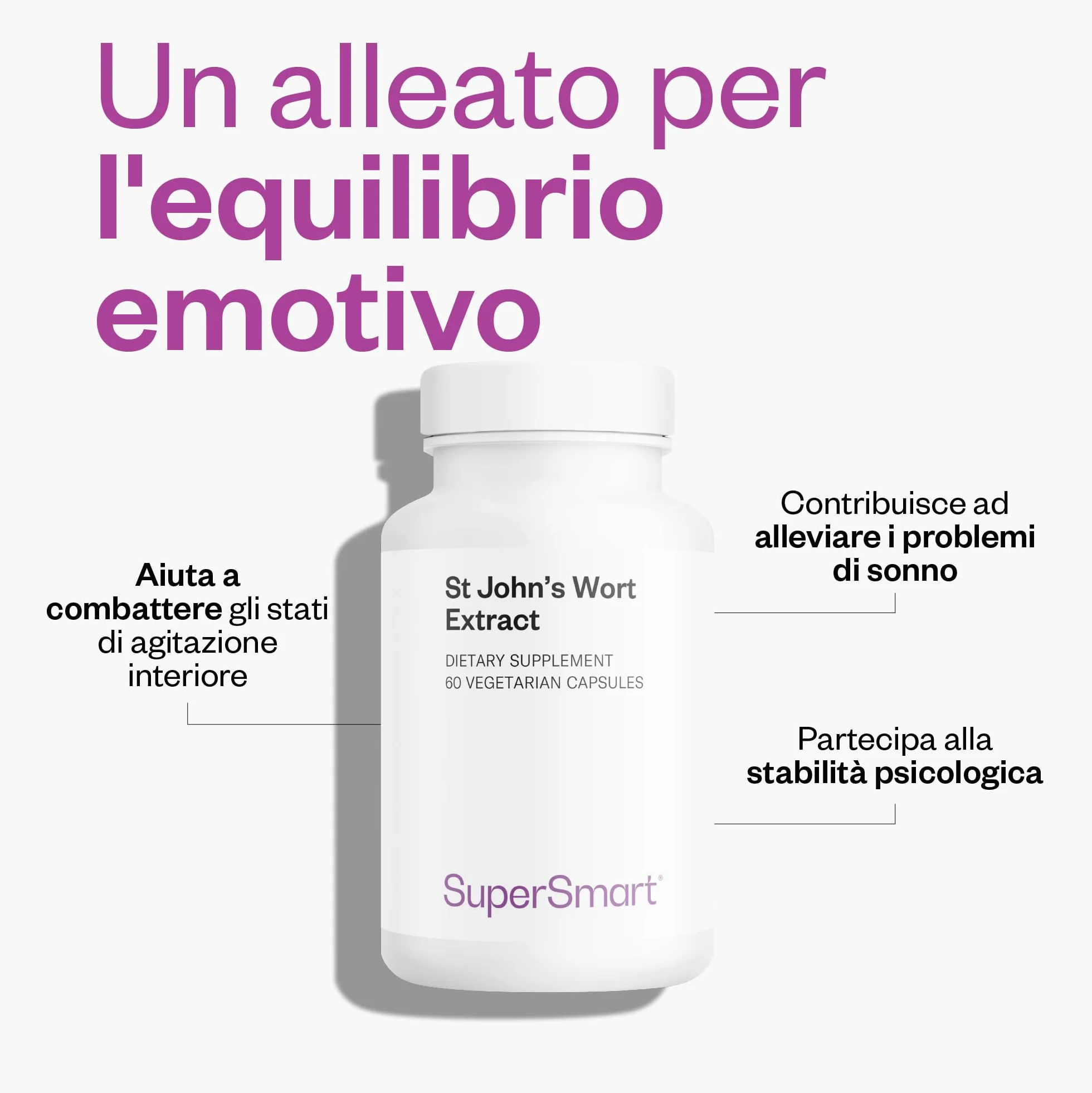 St John's Wort Extract - Estratto di iperico - Concentrato di ipericina (0,3%) - Aiuta a migliorare l'umore - Aiuta a ridurre i problemi del sonno - Vegano - Senza glutine - SuperSmart