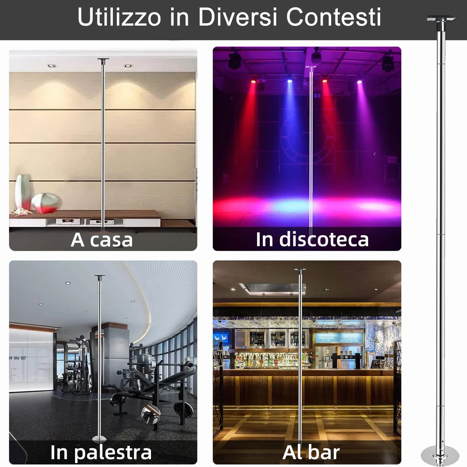 PRIOR FITNESS Supporto a soffitto per Asta da Danza 40mm 45mm Piastra Fissa Kit Montaggio