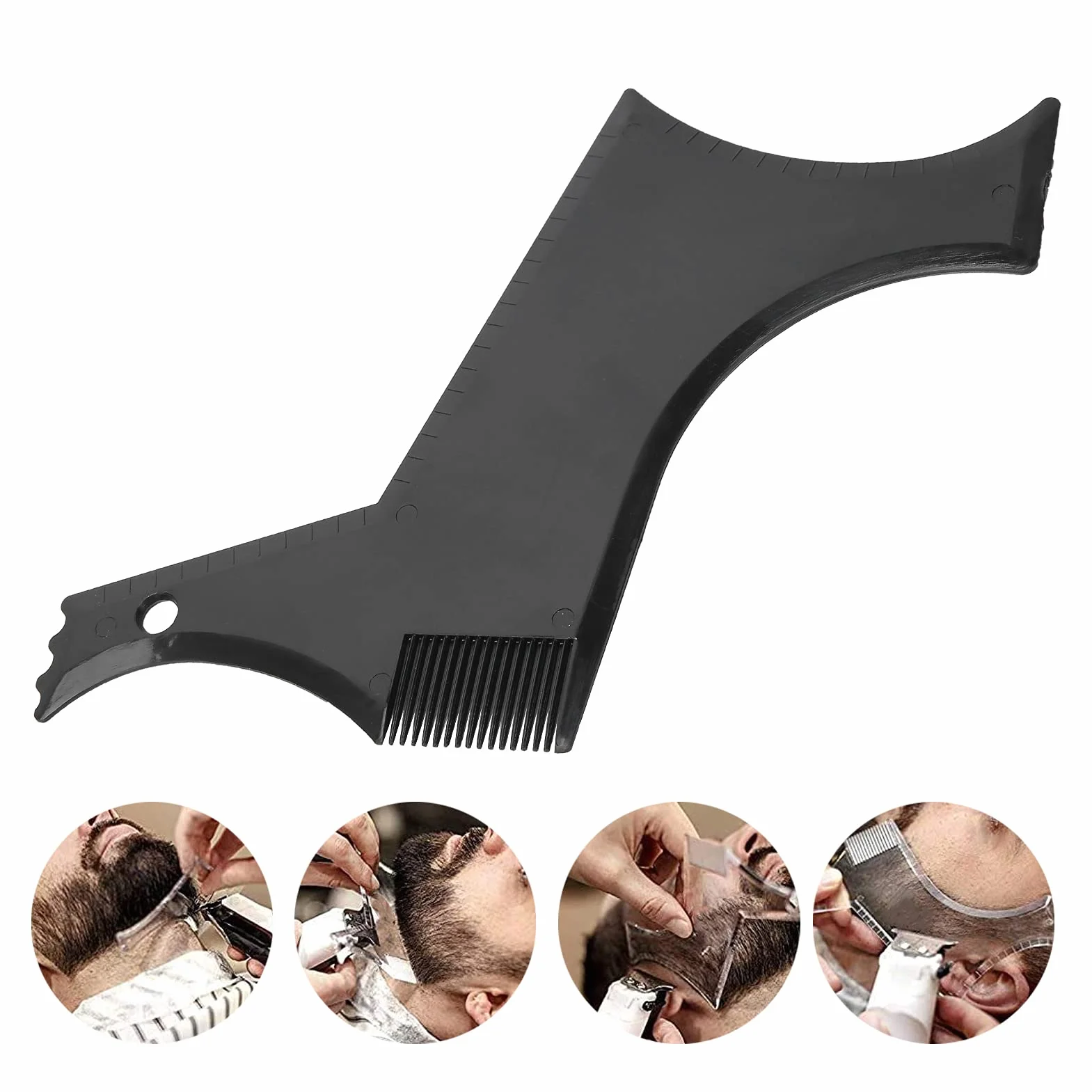 Strumenti per Modellare la Barba, Pettine Barba Uomo, Guida di Bellezza per Barba, Pratico Modello in Plastica per Taglio Perfetto e Rifinitura della Barba, Leggero e Portatile