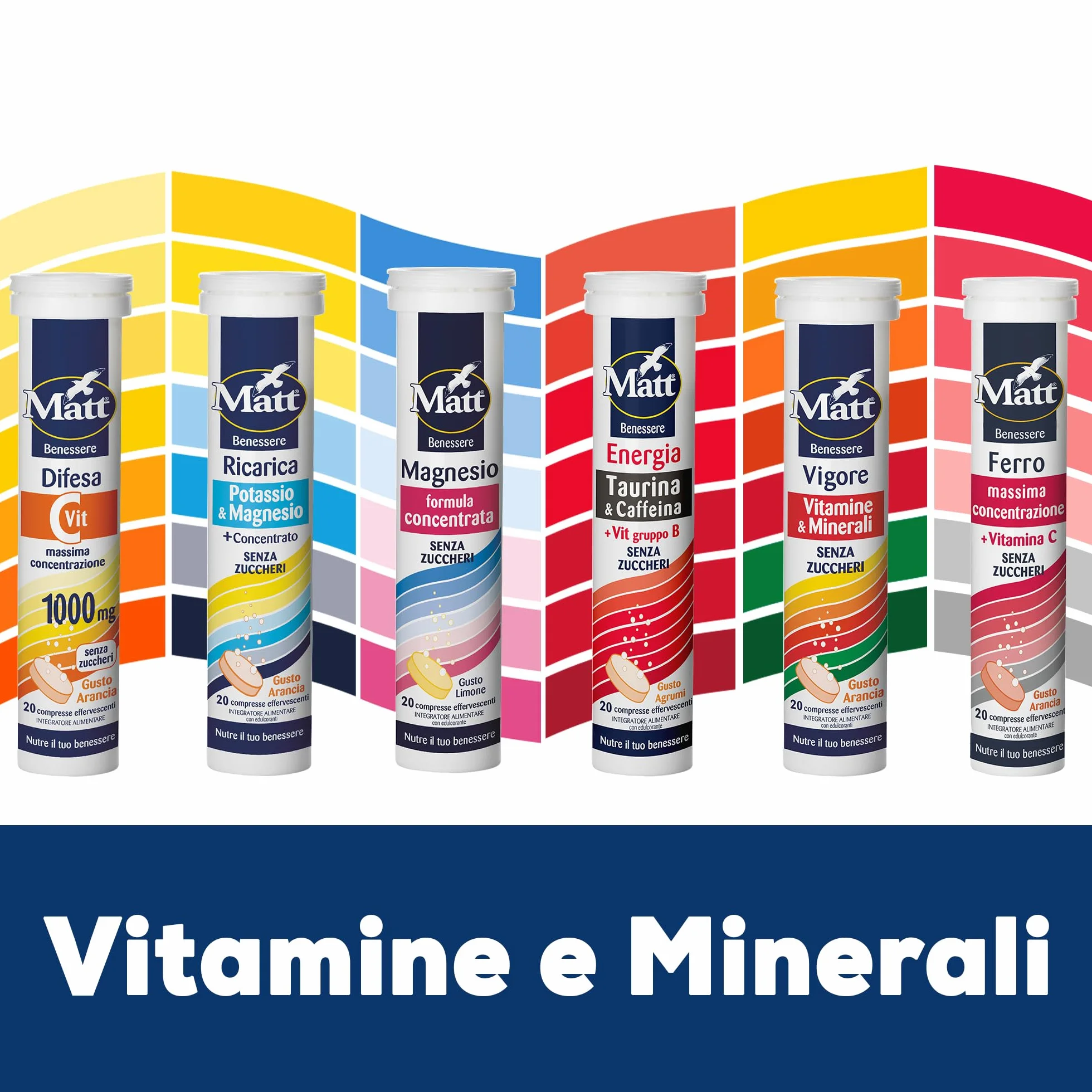 Matt Energia Integratore Alimentare Taurina Caffeina Vitamine Gruppo B 20 Compresse Gusto Agrumi