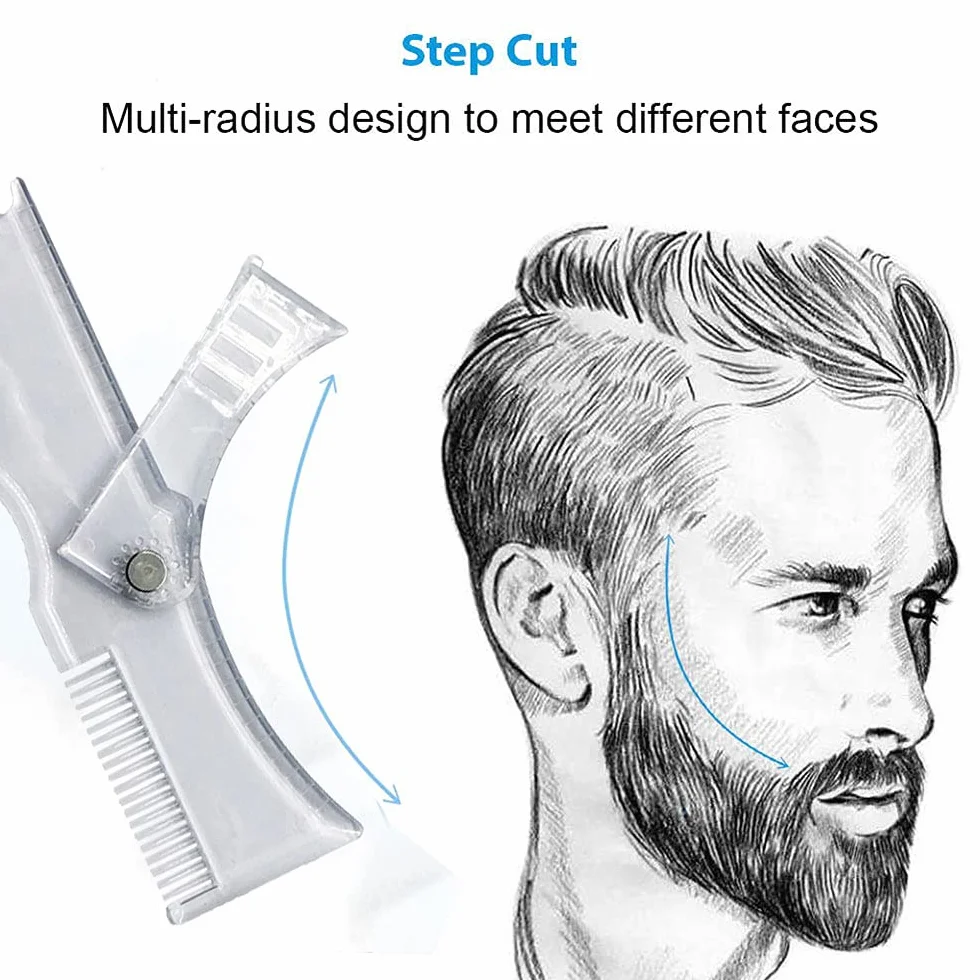 Stencil per barba per bucino, baffi, zampe, peli del viso, guida per toelettatura da uomo