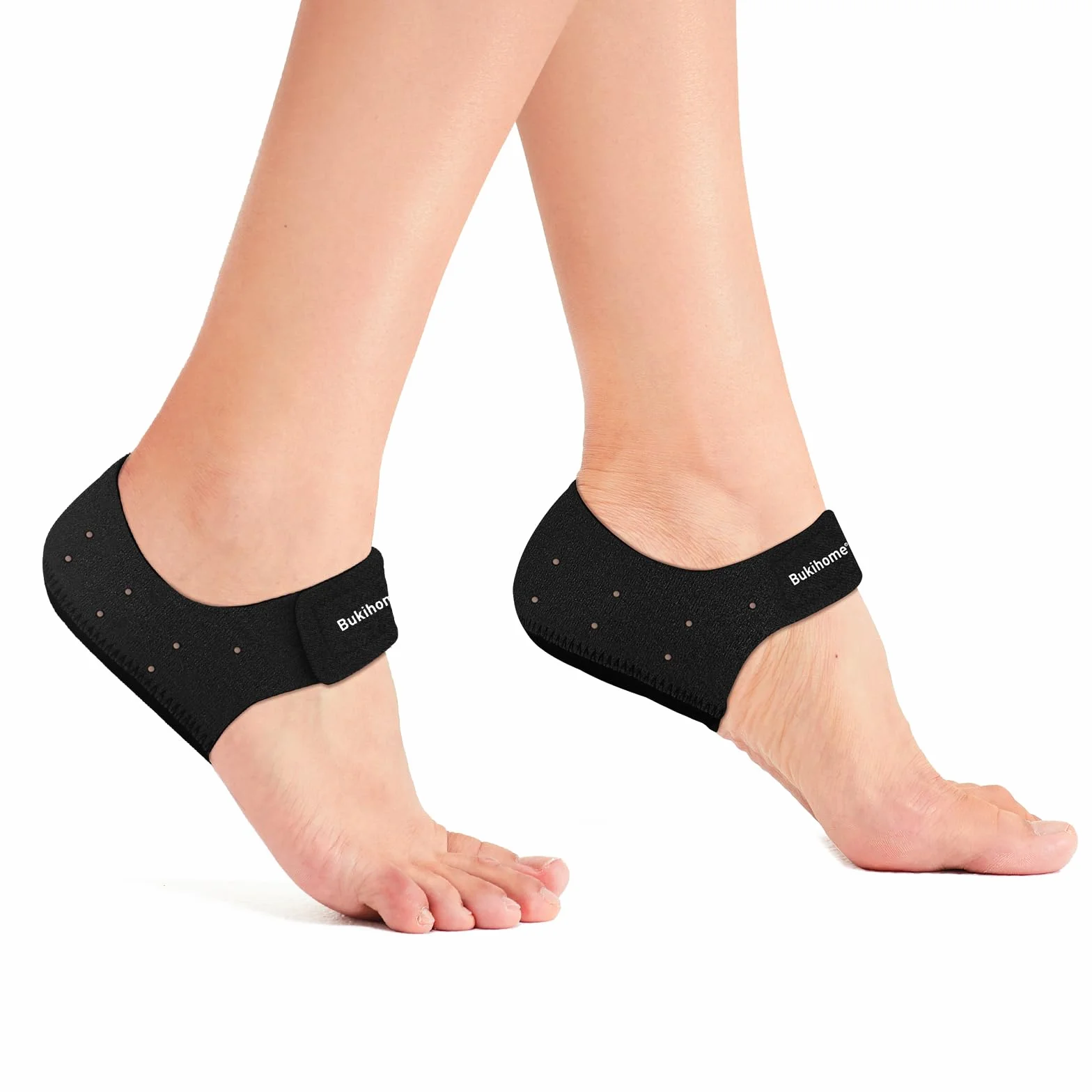 Protezioni per talloni fasciite plantare - Bukihome Tacco Coppe per Donne Uomini Tacchi Spur Dolore Relief - Inserti Tacco Pads per Achille Tendinite Tacco Secco Cracked, Nero, 42-47
