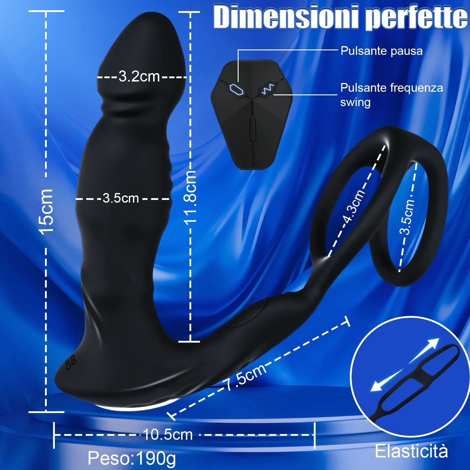 Vibratori Anali per Uomo Massaggiatore Prostatico con 9 Modalità Dildo Anale con Anello per Pene Stimolatore Prostata in Silicone Plug Anale Vibratore Uomo Coppie Sex Toys Dilatatore APP & Telecomando