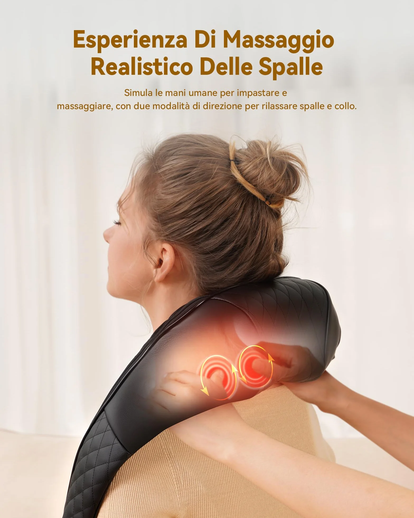 KNQZE® Massaggiatore cervicale, 2026 Shiatsu 4D massaggiatore schiena e collo, Massaggio collo 4D con impastamento del tessuto profondo, Alleviare la fatica, Regalo donna uomo mamma