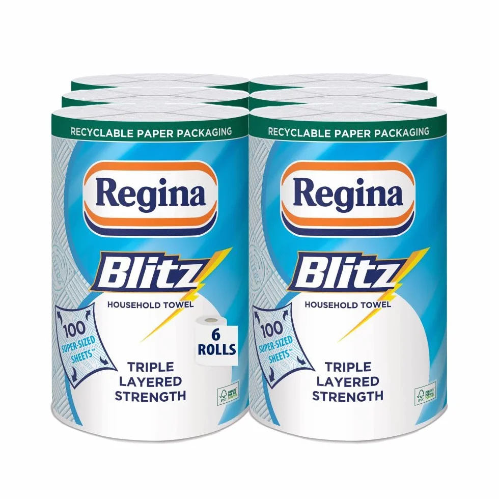 Regina Blitz 3Ply Xl Sheets Pack of 6 Total 600 Sheets