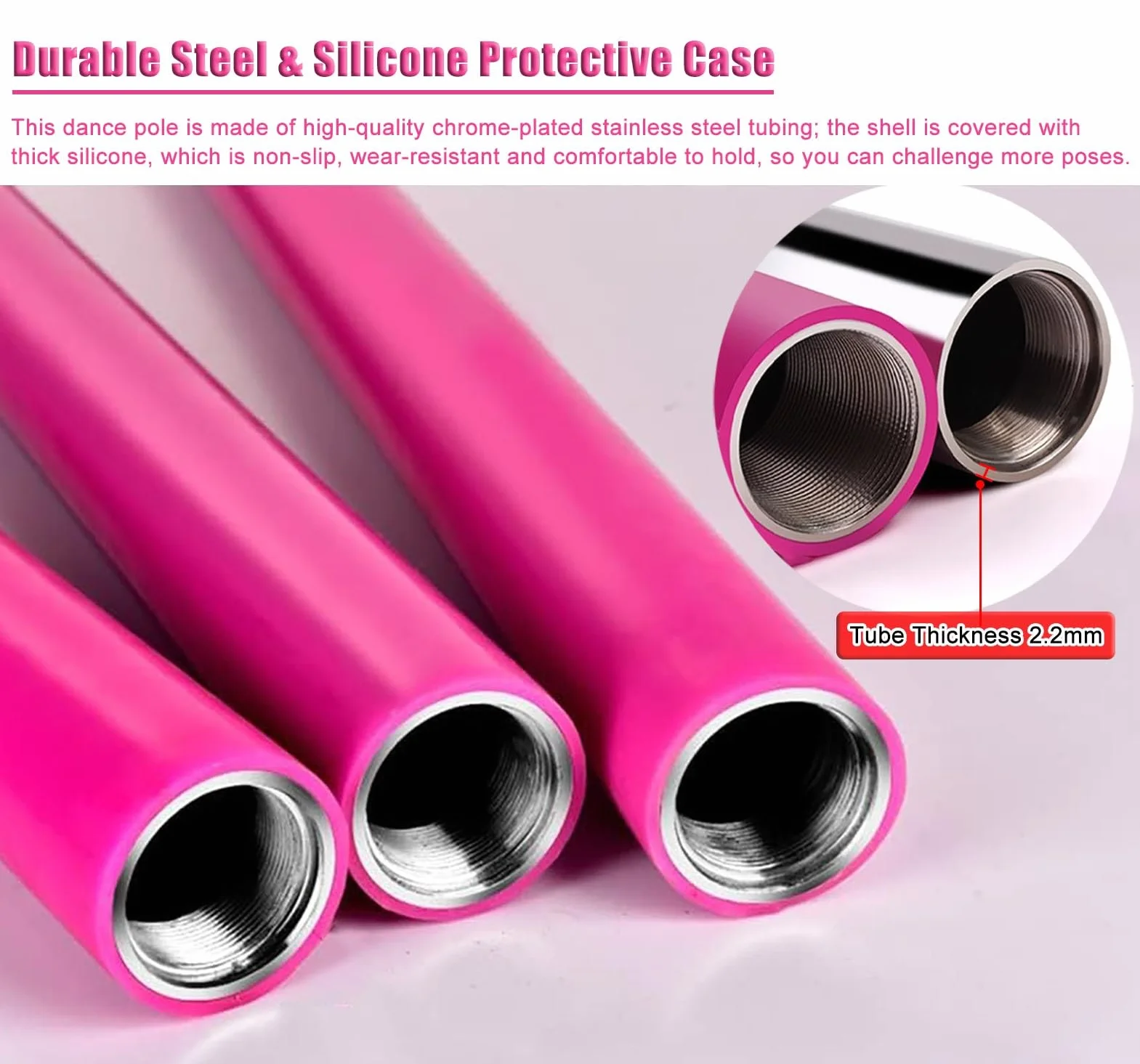 Kit pole dance portatile spinning e statico, silicone, autoportante, regolabile, 2,3-3 m
