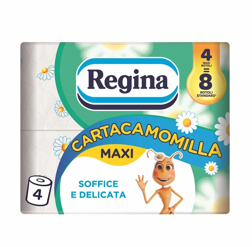 Regina Carta Igienica 4 Rotoli 3 Veli 300 Fogli Camomilla FSC