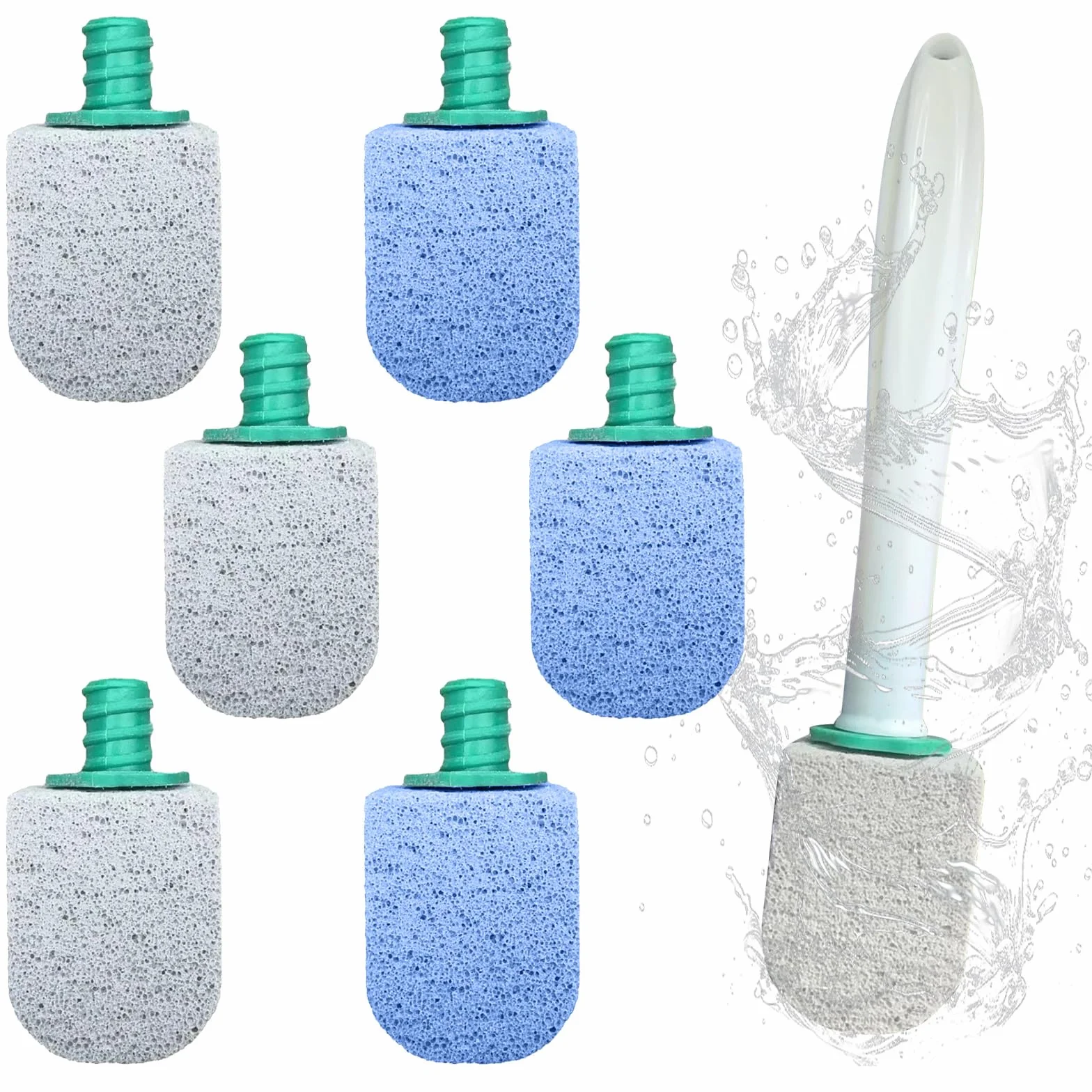 Scettar Pietra Pomice per WC, 6 Pezzi Pietra Pomice Naturale Pulizia con Manico, Pomice a Testa Tonda Può Essere Utilizzato per Pulire Le Macchie in Bagni, Toilette, Lavello (Grigio Blu)