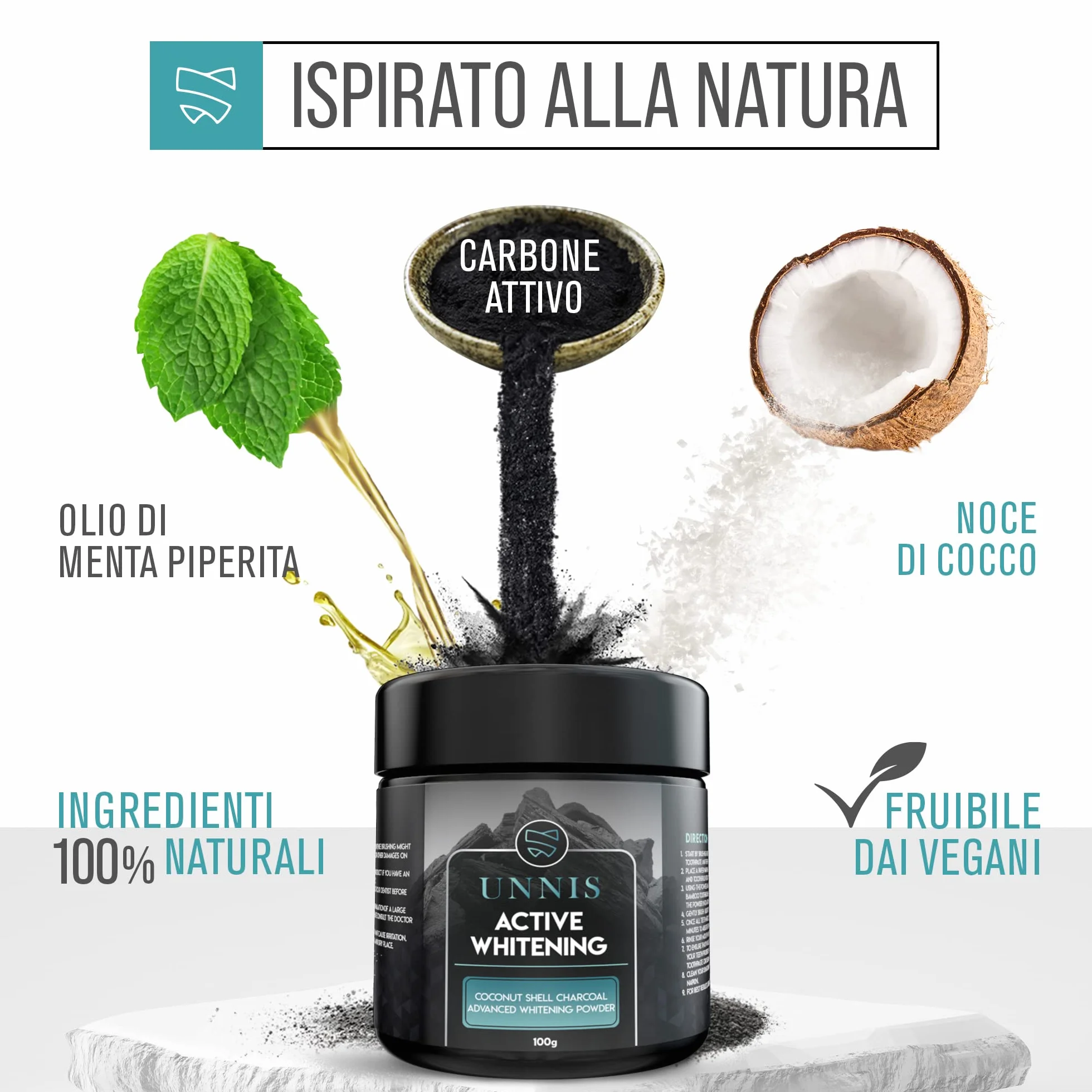 Carbone Attivo Dentifricio Sbiancante Denti Professionale Polvere Sbiancante