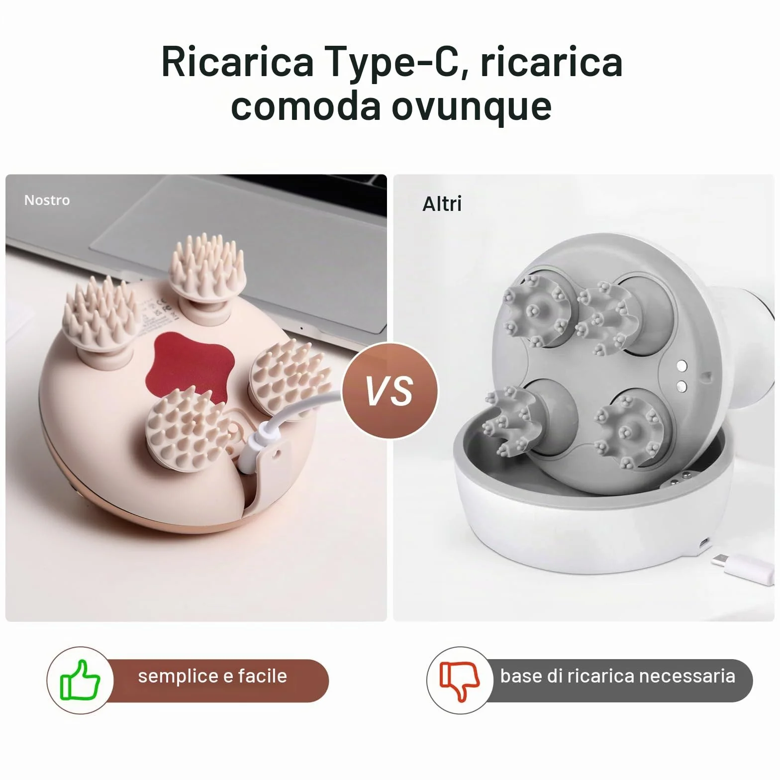 arboleaf Massaggiatore Cuoio Capelluto e Corpo Elettrico Massaggiatore Testa Ricaricabile Impermeabile IPX7 con 8 Teste di Massaggio in Silicone Per il Rilassamento del Corpo, Regalo, Rosa