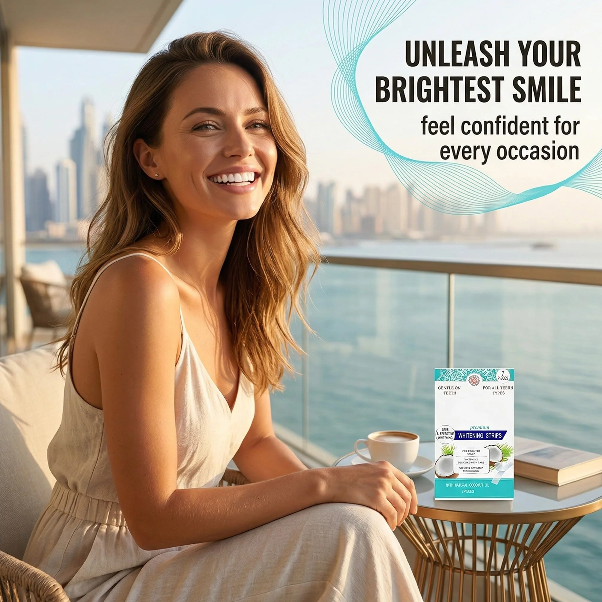 7 Pezzi Cocco Strisce Sbiancanti Denti, Senza Teeth Sbiancamento Dei Denti, Whitening Strips Per Sbiancamento Delicato, Facile Uso A Casa O In Viaggio