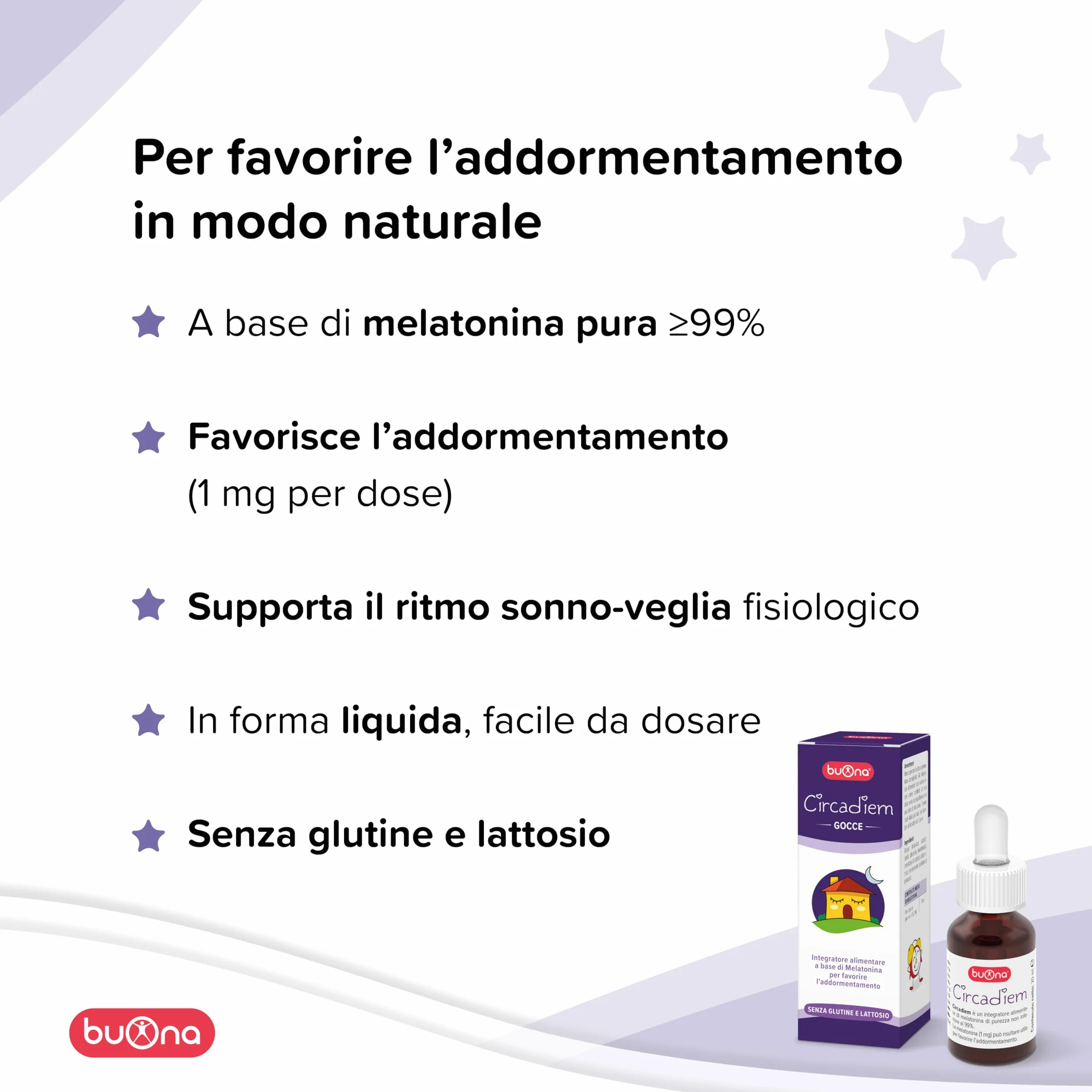 Circadiem Melatonina Bambini Gocce 20 ml 99% Pura Sonno
