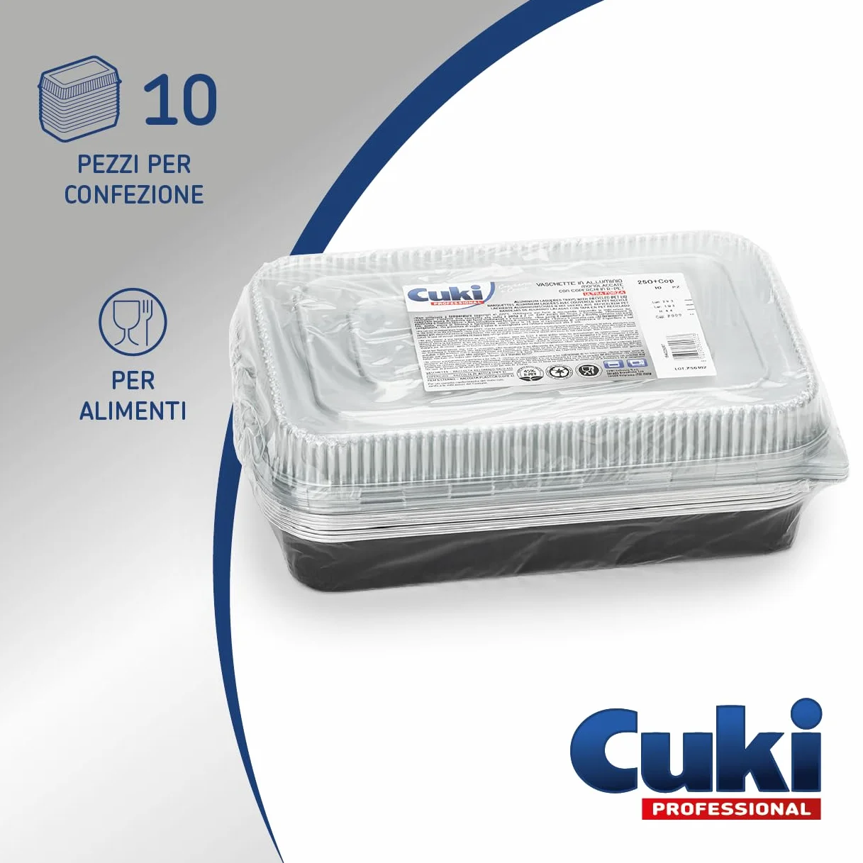 Vaschette alluminio con coperchi ultra-forza 6 porzioni 29x19x4 cm 10 pezzi monouso forno microonde