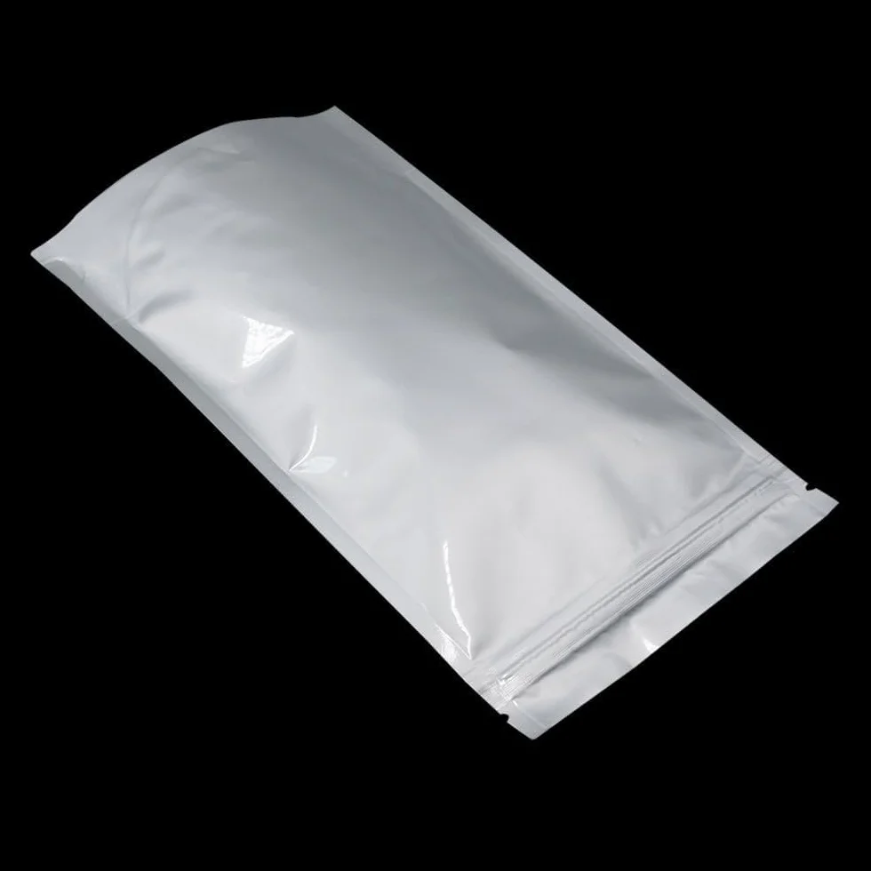 50 pezzi argento puro alluminio Stand Up Mylar Bags sacchetti per alimenti con chiusura lampo sigillatura a caldo sacchetti per imballaggi a prova di odori 9x13cm (3,5 x 5,1 pollici)