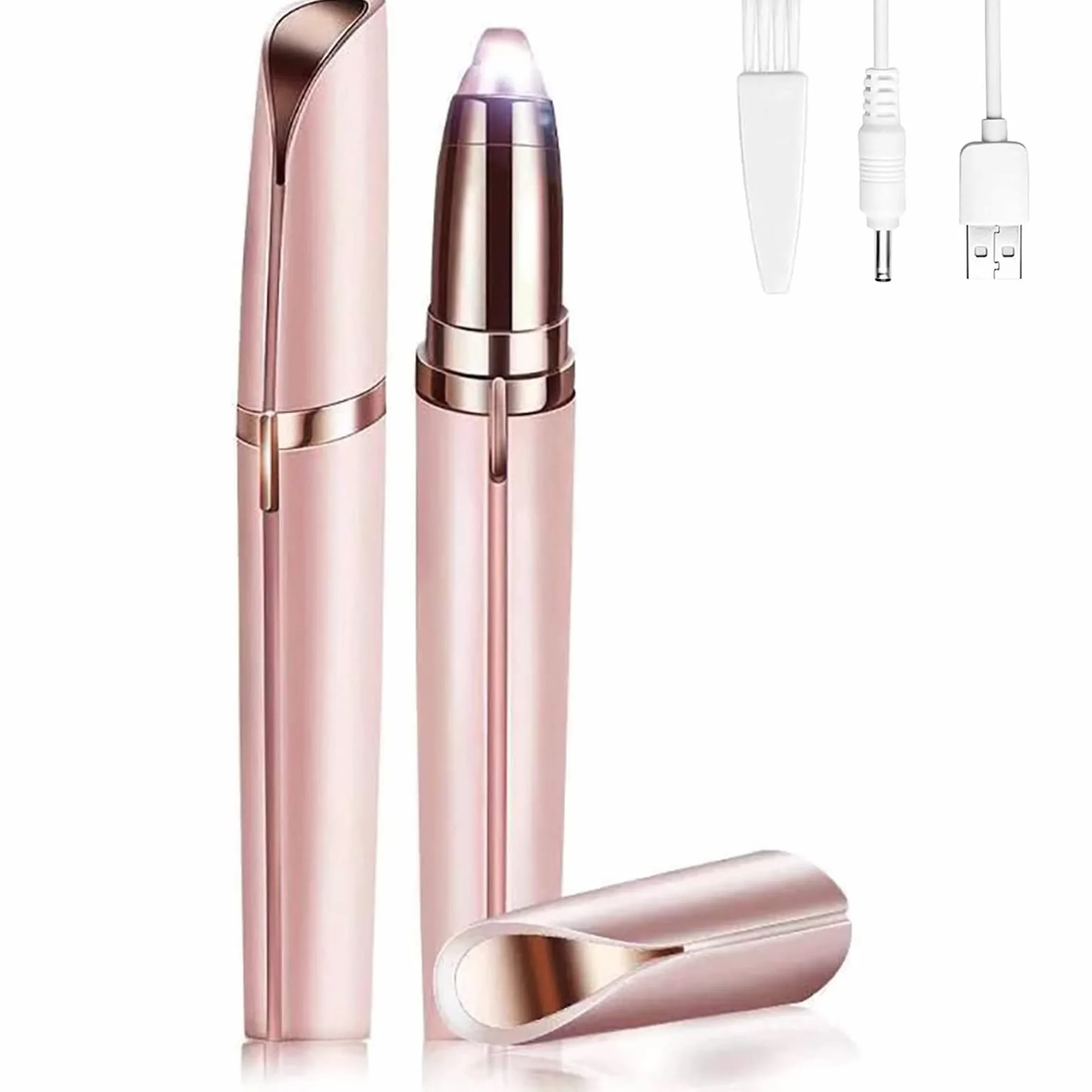 Epilatore per Sopracciglia per Donna,Epilatore per Viso per Donna,Epilatore Sopracciglio Donna Rasoi per Labbra, Sopracciglia, Naso, Dita, con luce LED, Facile Depilazione a Casa