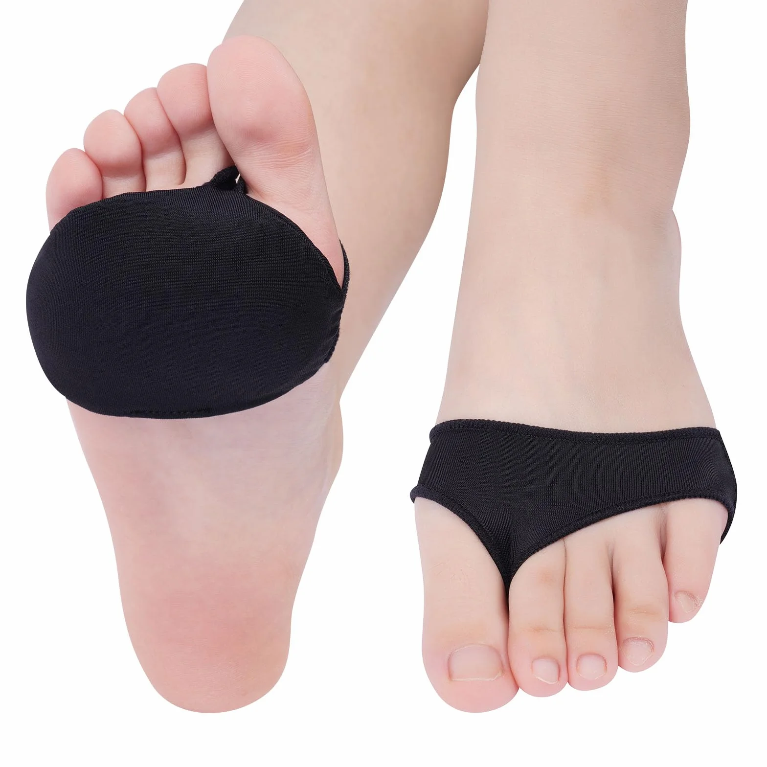 LOPHE Cuscinetti Metatarsali 2 Pezzi in Tessuto, Cuscinetto Metatarsale Traspirante Morbido, Metatarsal Pads per Scarpe e Piedi, Nero