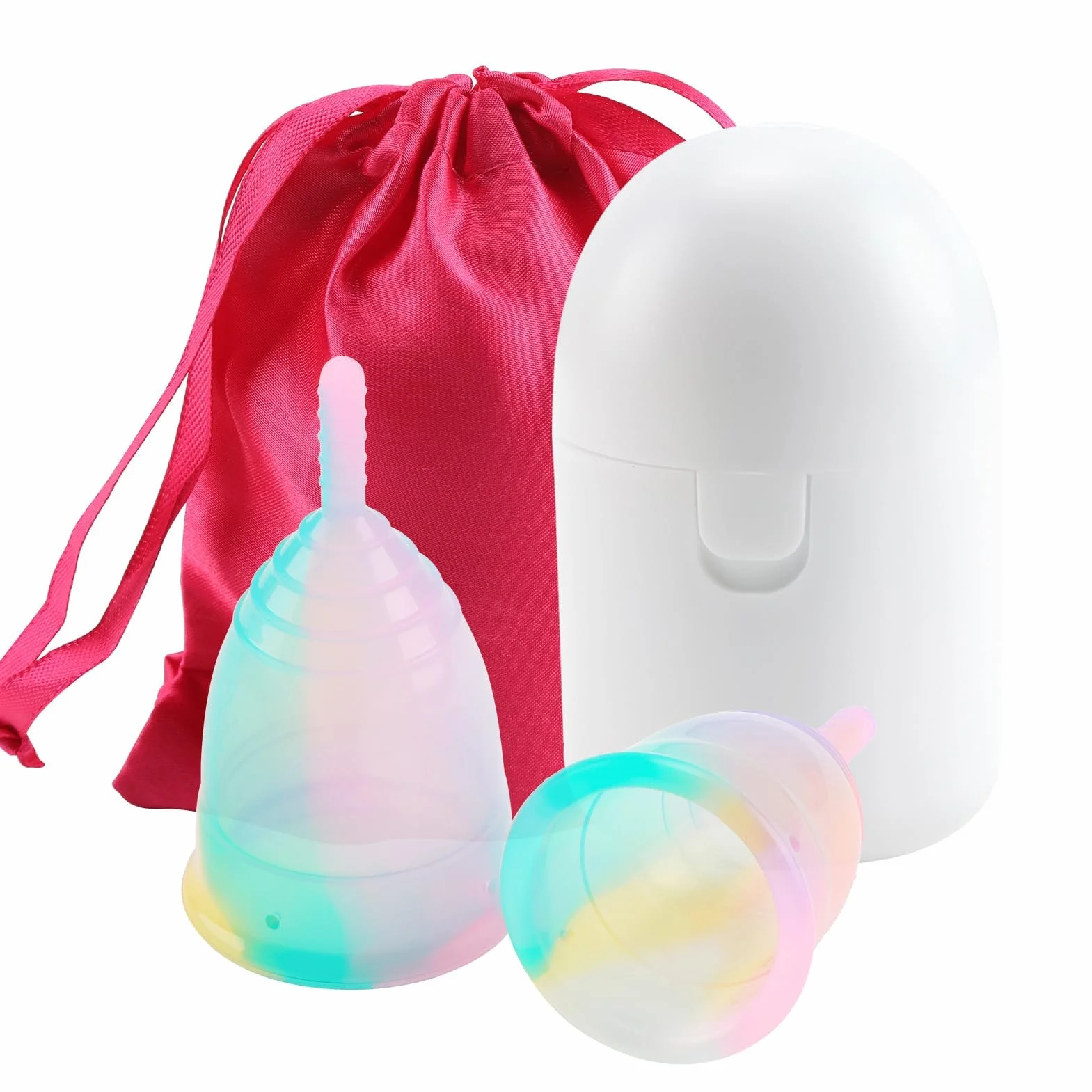 Coppetta Mestruale, Silicone Medico Mestruali Cupper, Inclusi Coppetta Mestruale e Sacchetto, Microonde Sterilizzatore per Set di 1 Coppetta Taglia L e 1 Taglia S