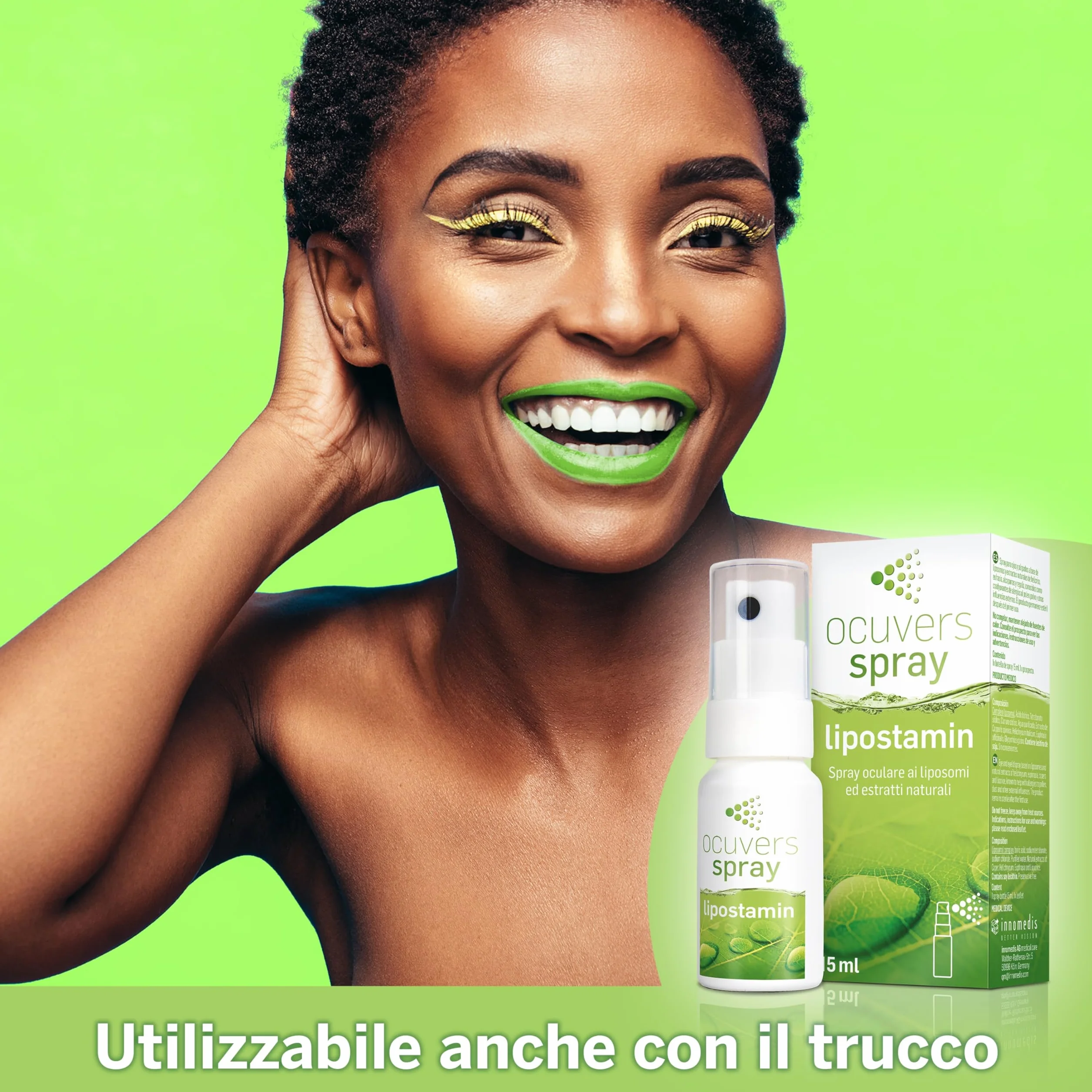 Ocuvers Lipostamin Spray Oculare con Eufrasia 15 ml - Occhi Arrossati, Senza Conservanti, Antiallergico