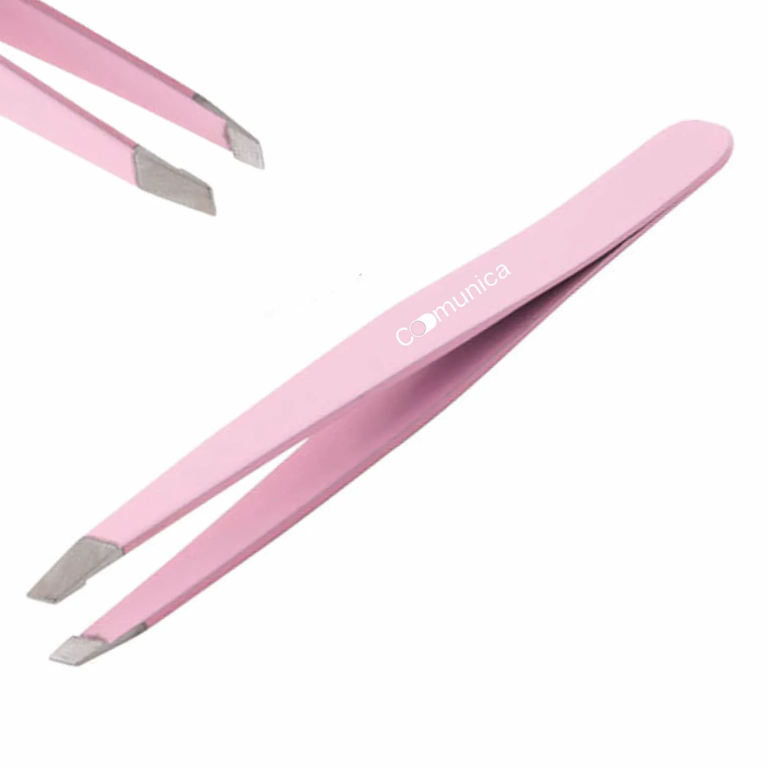 Pinzetta Sopracciglia Professionale Rosa Di Precisione (Obliqua) con Custodia Antiscivolo per Sopracciglia Perfettamente Definite