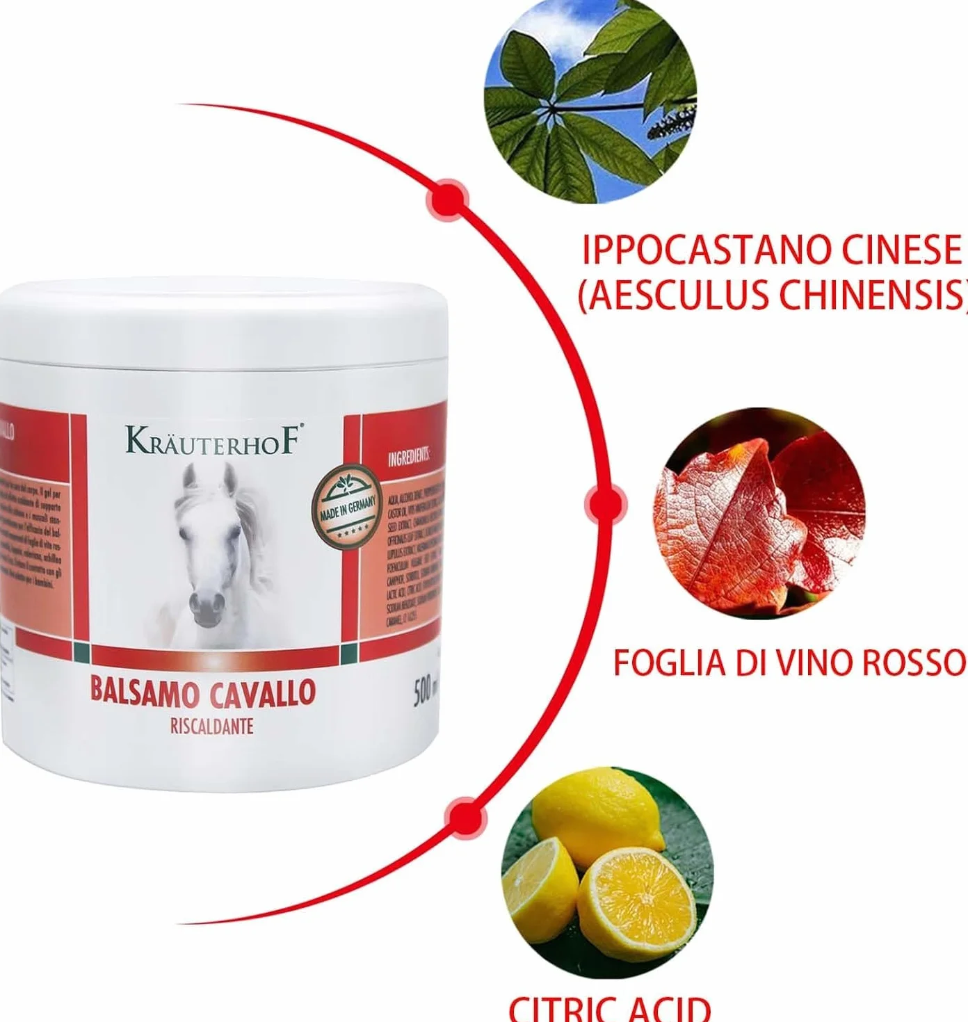 Naturus per Krauterhof Balsamo Riscaldante per Cavalli Extra Forte Gel all'Arnica 500ml