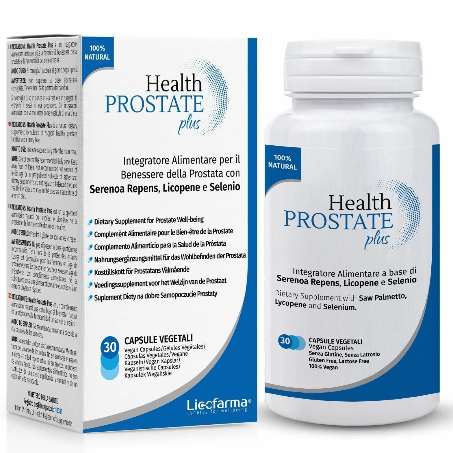 Health Prostate Plus | Integratore Prostata e Vie Urinarie Maschili con Serenoa Repens, Licopene e Selenio | Confezione da 30 capsule