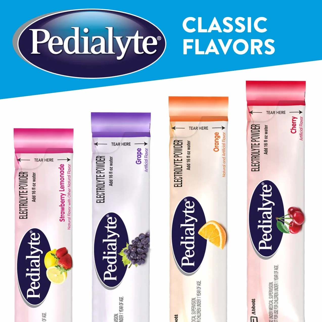 Pedialyte Large Powder Packs Orange 6 oz 6 Count