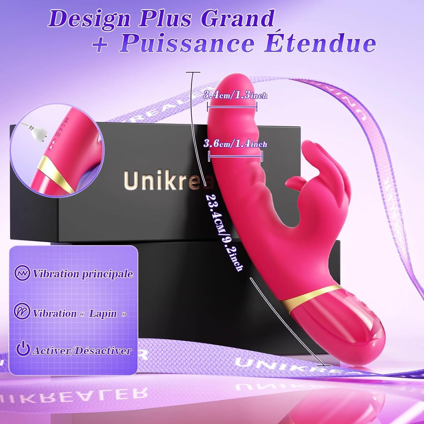 Vibratore Rabbit, Vibratoreper Donna Professionale con AI, Tripla Stimolatore per Clitoride con 12 Modalità Sexytoysys Donna Coppia Vibratoriper Donne Sex Toys Sessuali, 23cm Vibrator Sextoys