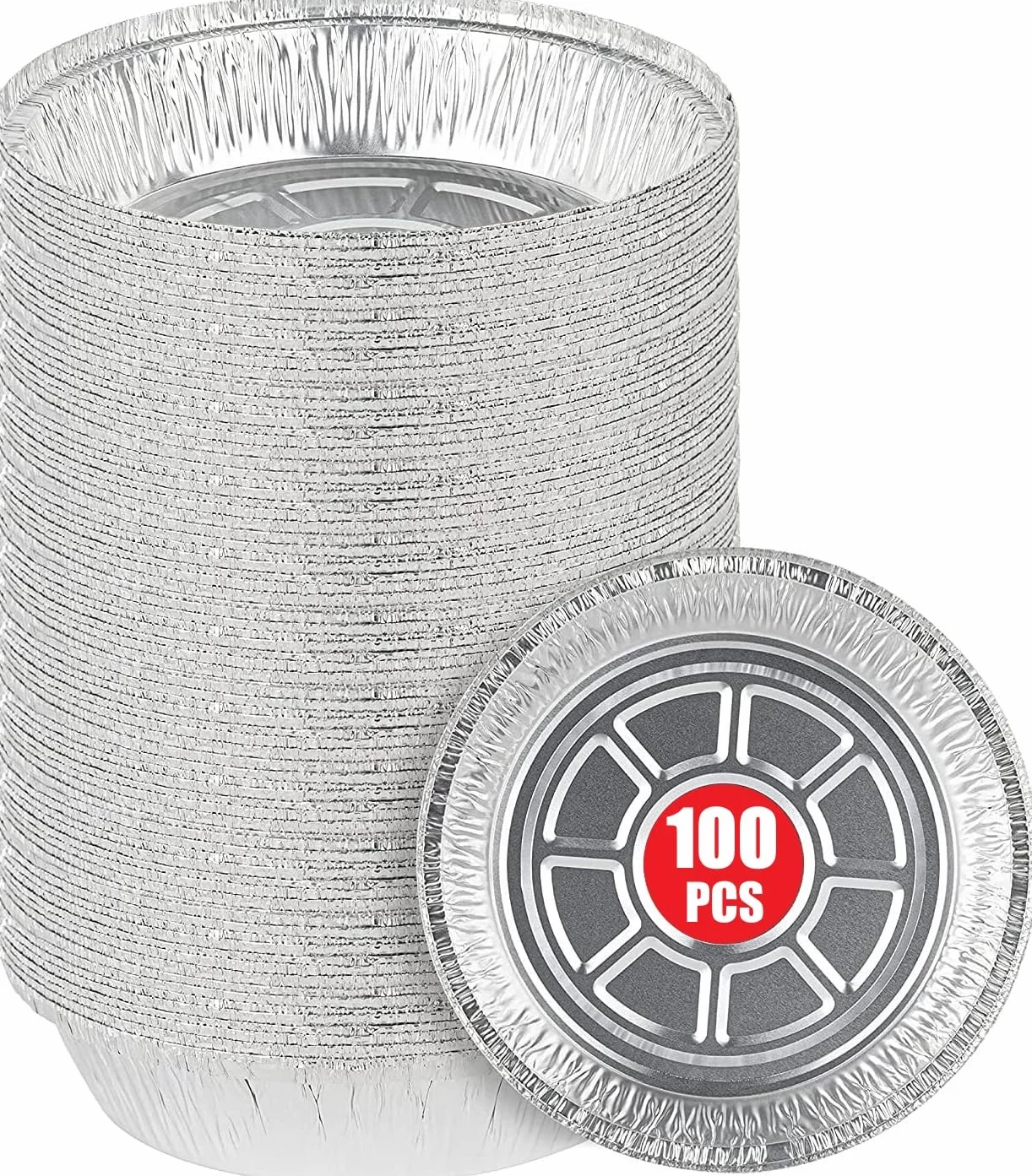 Fogli di Alluminio Vassoi Rotondi 18cm 100 Pezzi 720ml per Forno