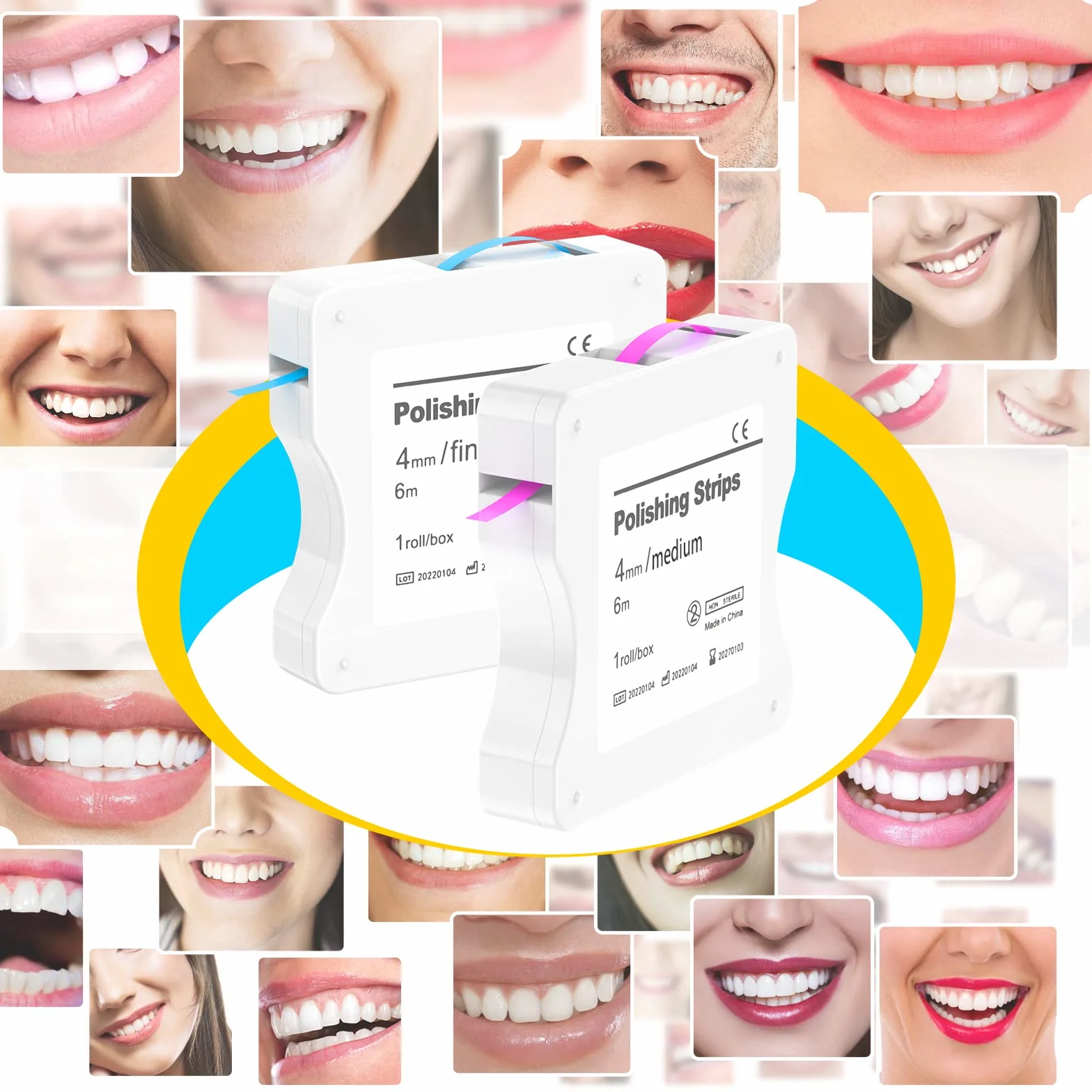 AISEELY Strisce Sbiancanti Denti, Sbiancante Denti di Strisce per Lucidatura Dentale, 1pcs 6m/Rotoli/Scatola di Carta Vetrata per Pulizia Denti, 4mm di Spessore Sbiancante Denti Professionale Kit