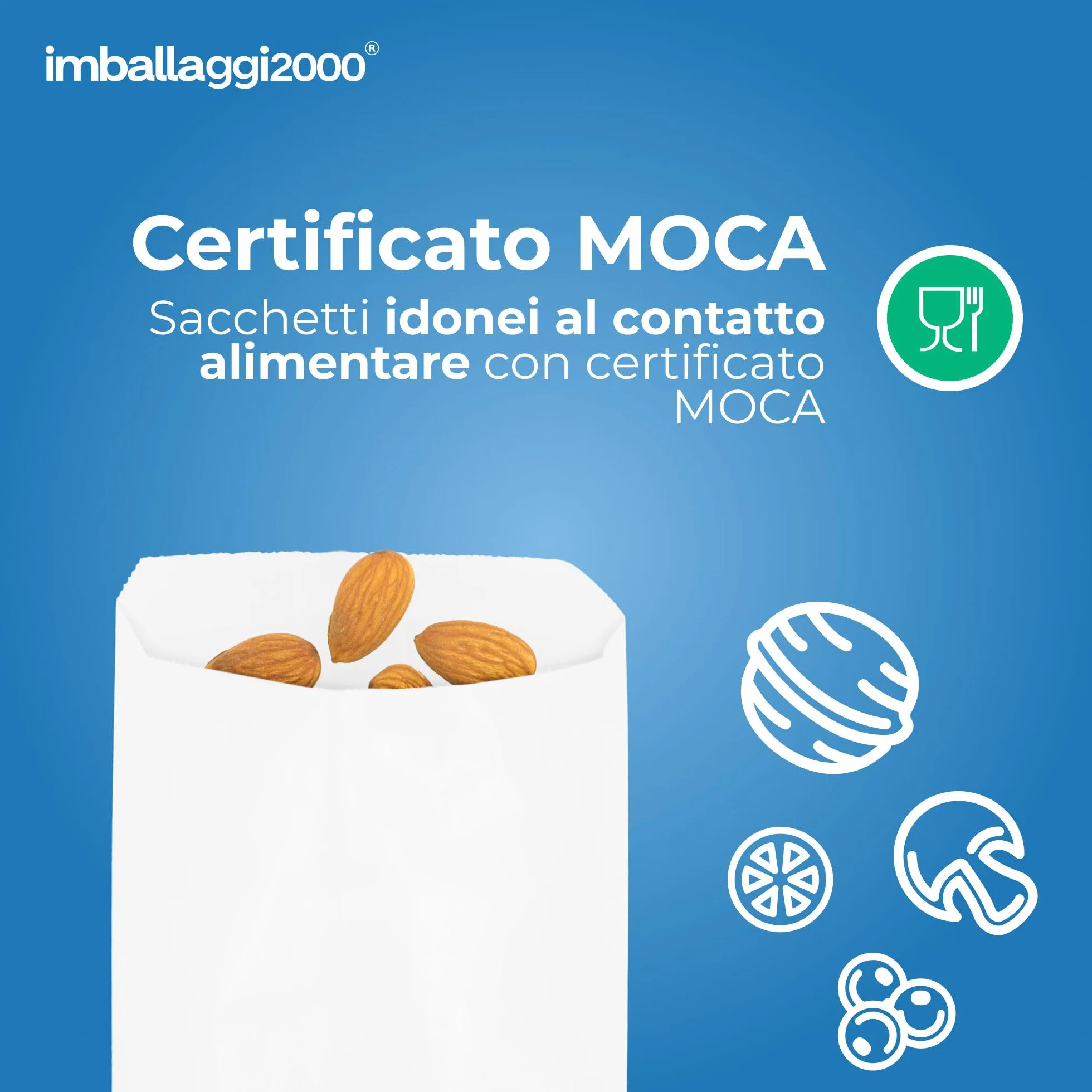Sacchetti Carta per Alimenti Bianchi 25x50 cm 100 Pezzi MOCA