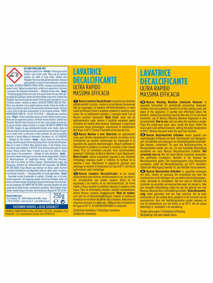 Nuncas Lavatrice Decalcificante Ultrarapido 250g