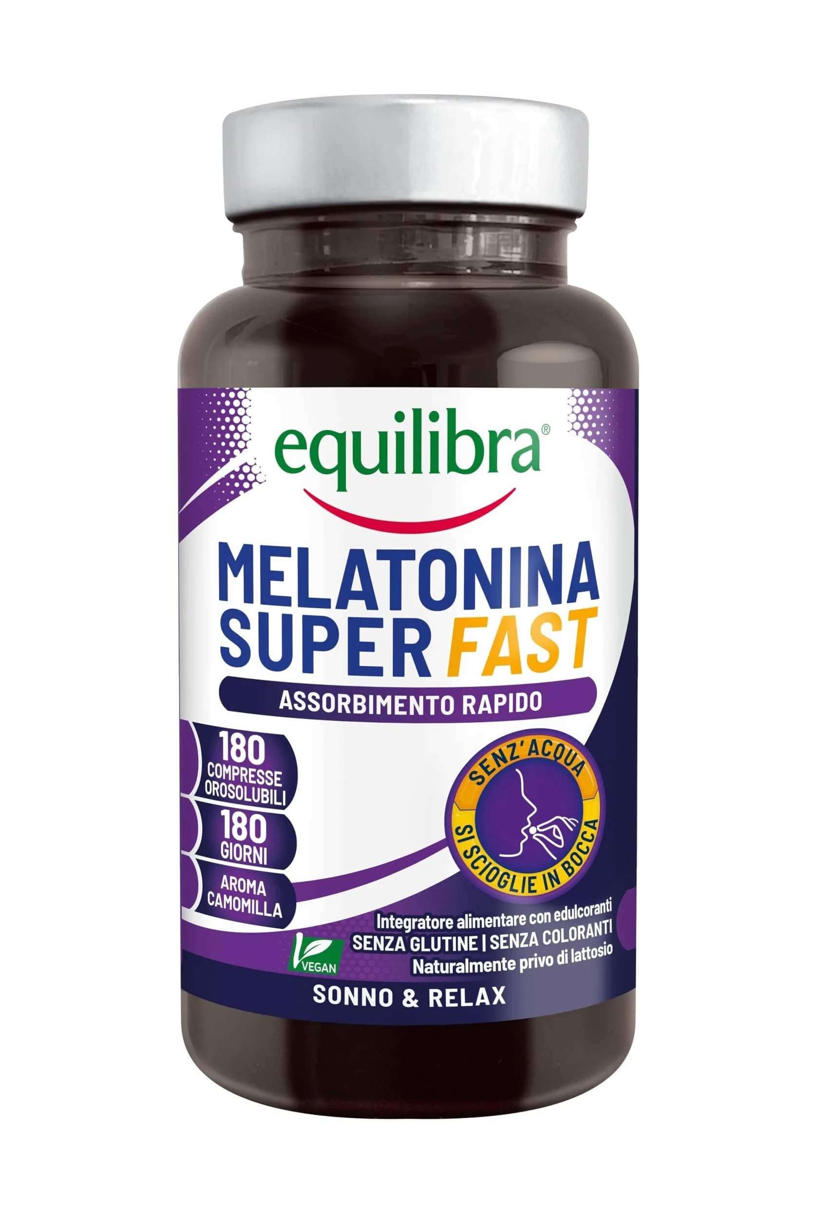 Equilibra Melatonina Super Fast 180 Compresse Orosolubili Integratore Sonno Rapido