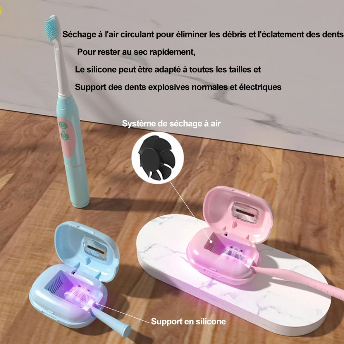 JOYWOOD Intelligente Induzione UV-C Spazzolino Da Denti Portatile Disinfettatore UV, Ricarica USB, Asciugatura + Parete Magnetica Adsorbzione + LED, Adatto a Tutti gli Spazzolini Da Denti（bianco）