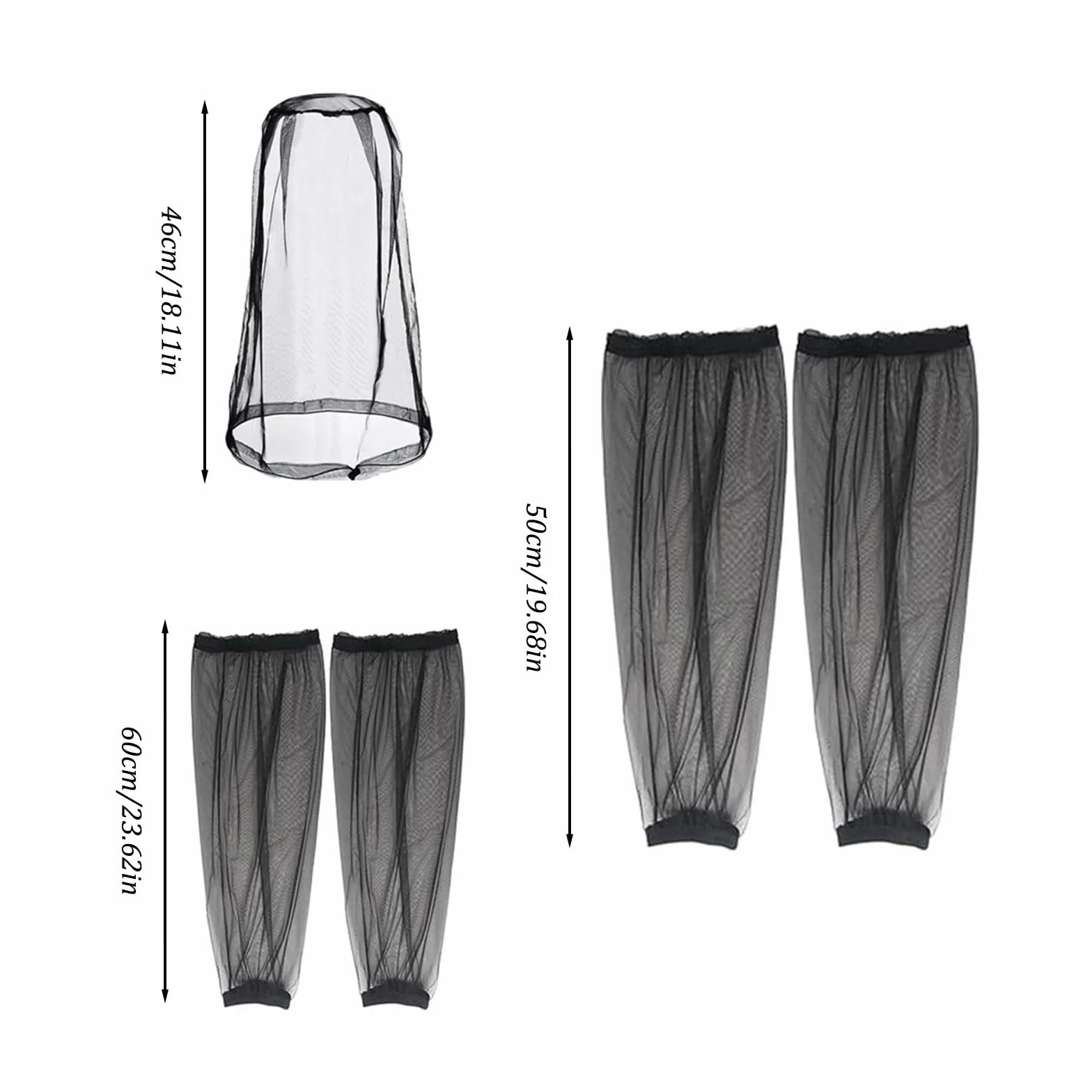 Zanzariera Testa Rete 5Pcs Cappello Traspirante Mesh Maniche Anti-Zanzare Braccia Gambe Viso Borsa Outdoor Pesca