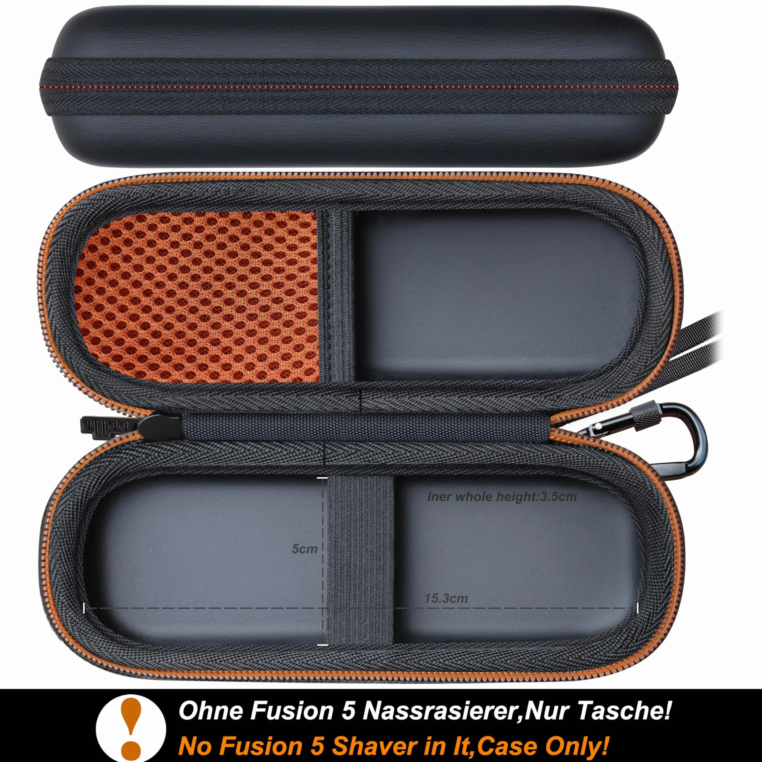Custodia in PU compatibile con Gillette Fusion 5 e Fusion ProGlide Rasoio Umido da Uomo Portatile duro Custodie Impermeabile Per Rasoio Fusion 5,Arancione