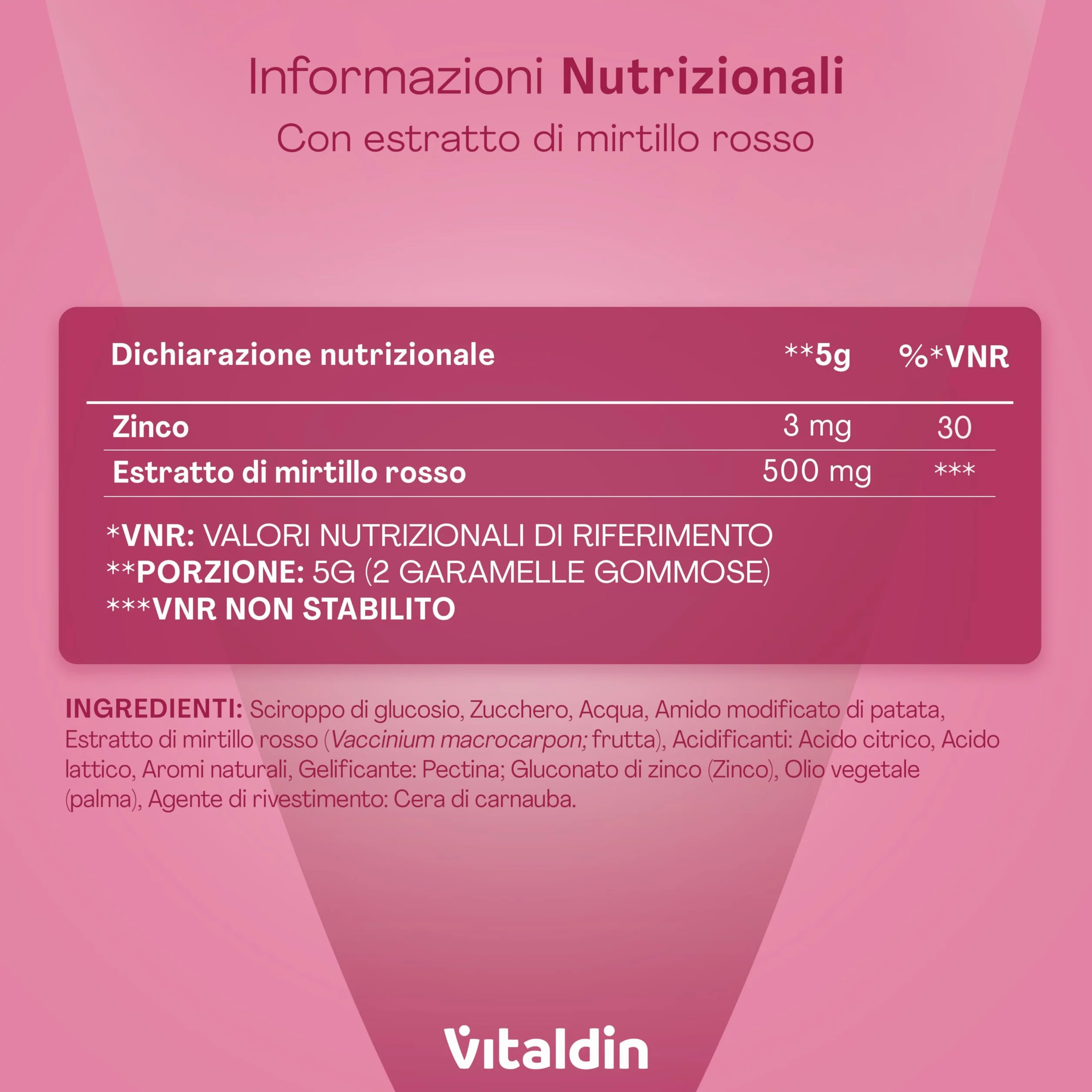 VITALDIN Cranberry Gummies – Integratore di 500 mg di estratto di Mirtillo Rosso + Zinco – 70 Caramelle Gommose, Gusto Mirtilli Rossi – Aiuto delle Vie Urinarie – Vegano