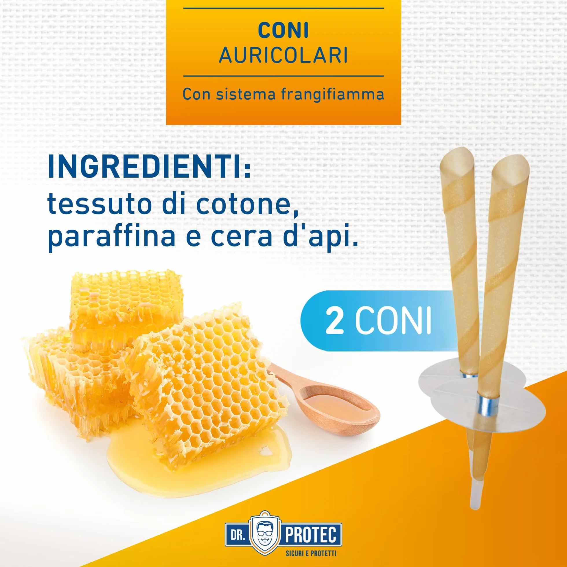 Dr Protec, Cono Auricolare con sistema frangifiamma, 2 coni per confezione