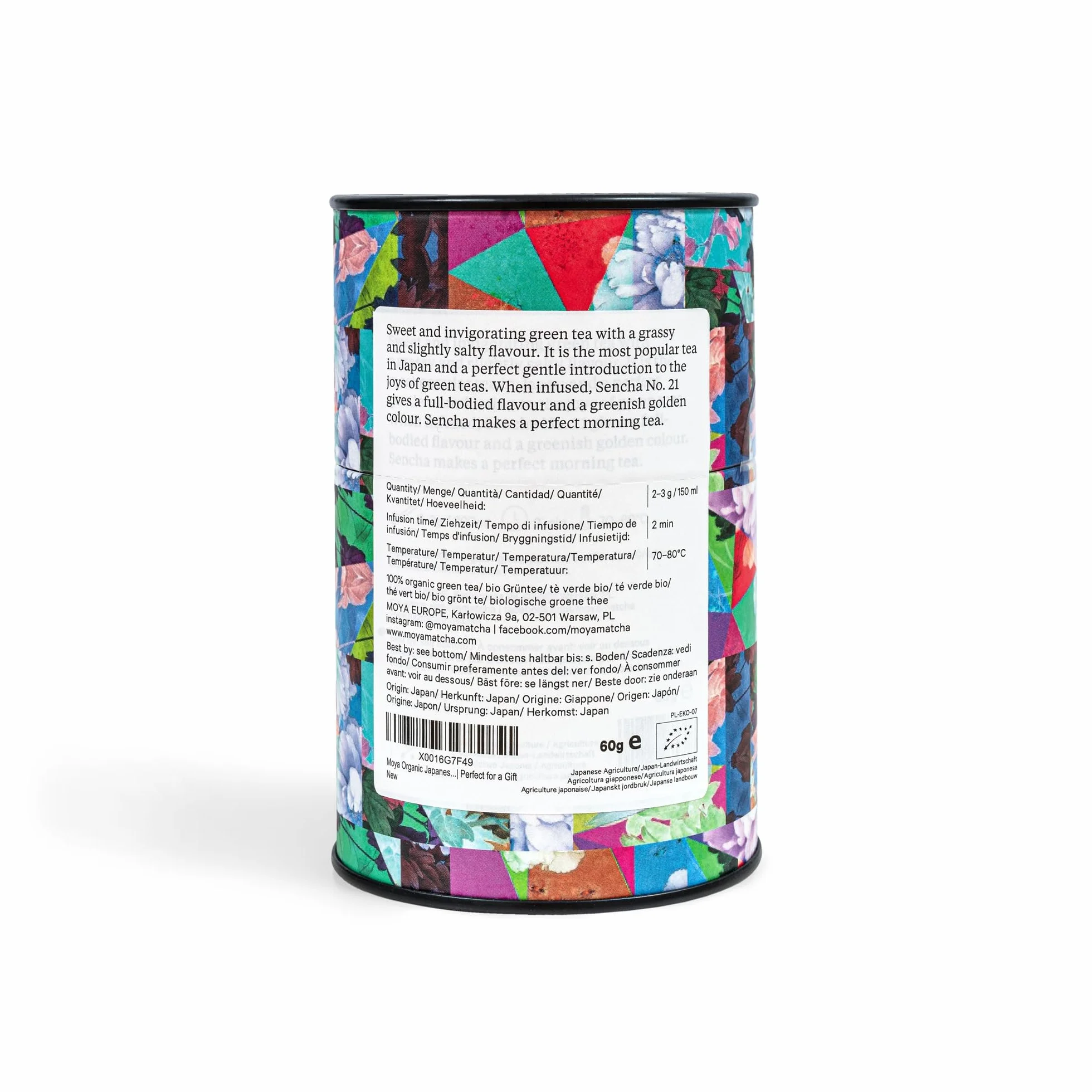 Moya Tè Verde Sencha No. 21 Biologico | 60 g | Il Migliore Tè Verde Giapponese | Cordiale per Vegani e Vegetariani | Ideale per un regalo