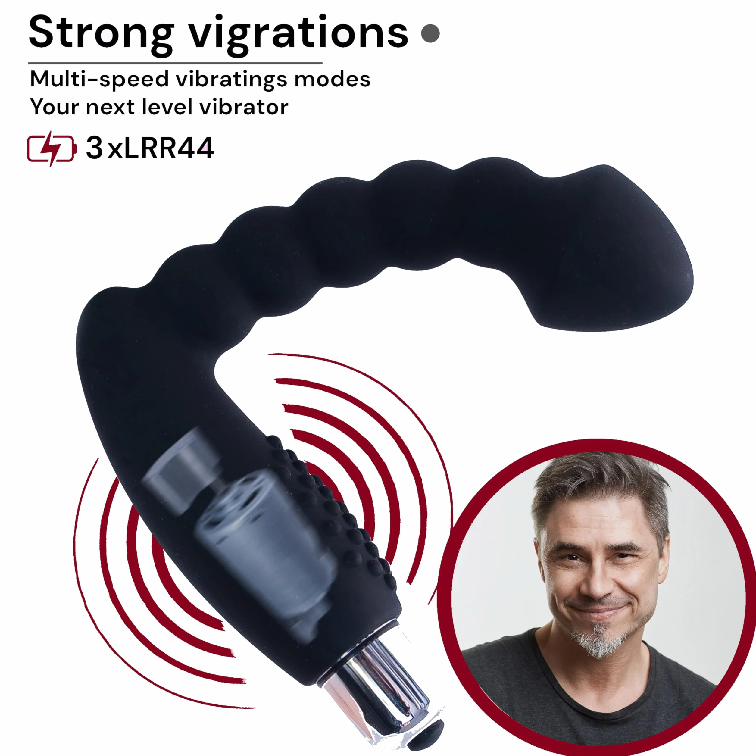 FOPS vibratore prostatico in silicone – tappo anale ergonomico con vibrazione – 22 cm di lunghezza totale, flessibile e sicuro – vibratore anale per uomini e coppie, nero A11-9