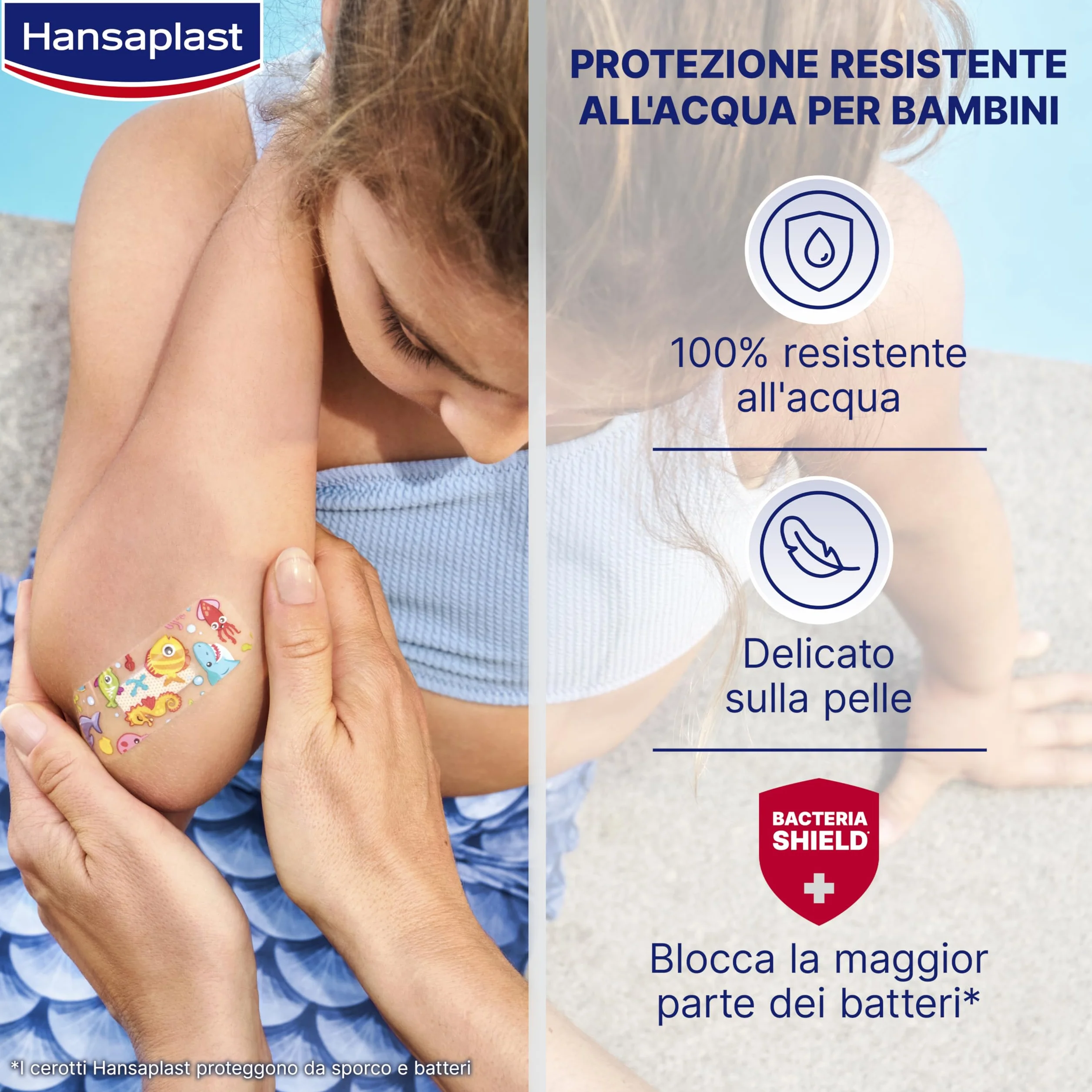 Hansaplast Cerotti Aqua Protect Kids, Impermeabili per bambini, 20 pezzi in 2 formati