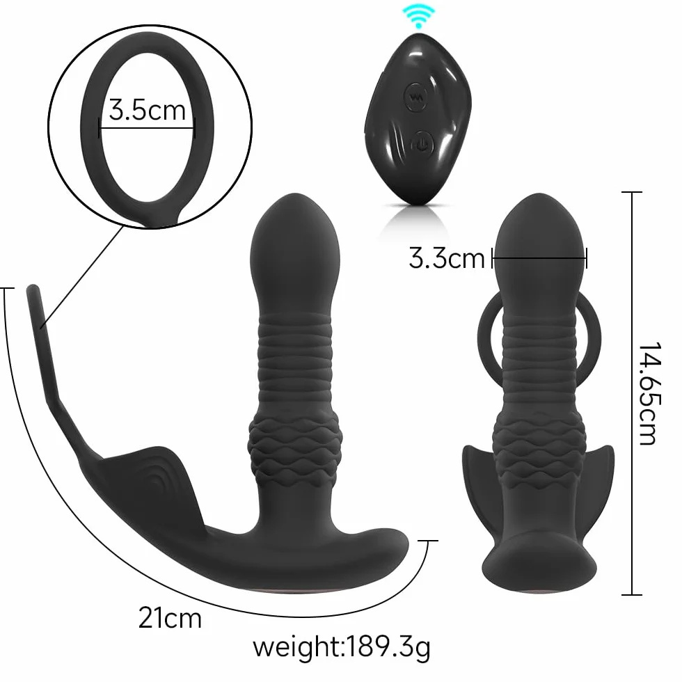 Massaggiatore Prostatico Vibrante - Spinta Automatica - Telecomando - Doppio Motore - 9 + 18 modalità - Impermeabile